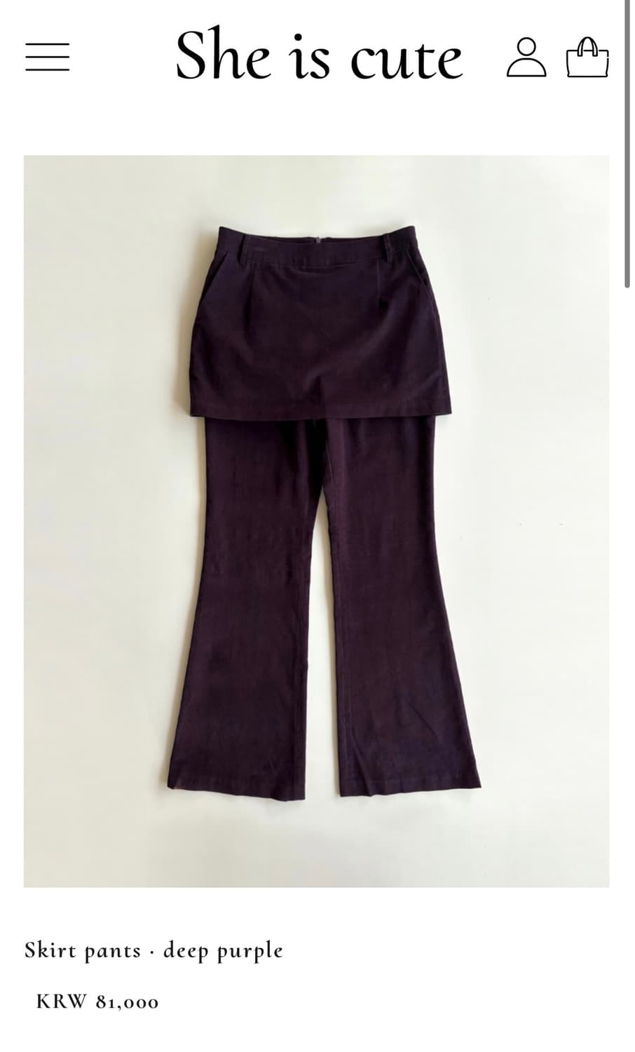 쉬이즈큐트 스커트팬츠 - 딥퍼플 (1사이즈) 상품이미지3