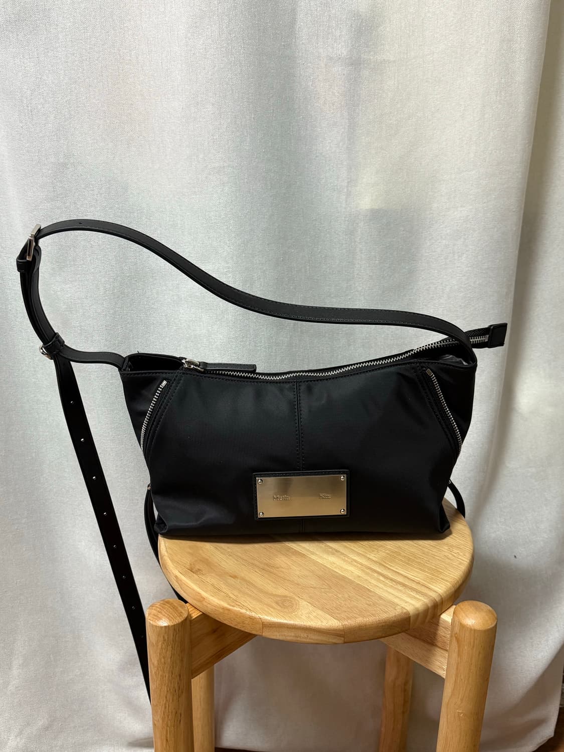 마뗑킴 사이드지퍼 패브릭 투웨이 백 가방 블랙 상품이미지2