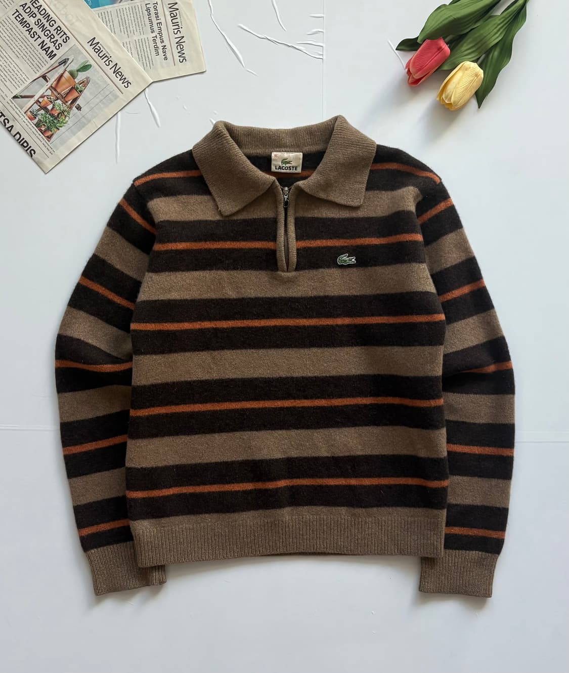 Lacoste 라코스테 스트라이프 하프 니트 상품이미지2