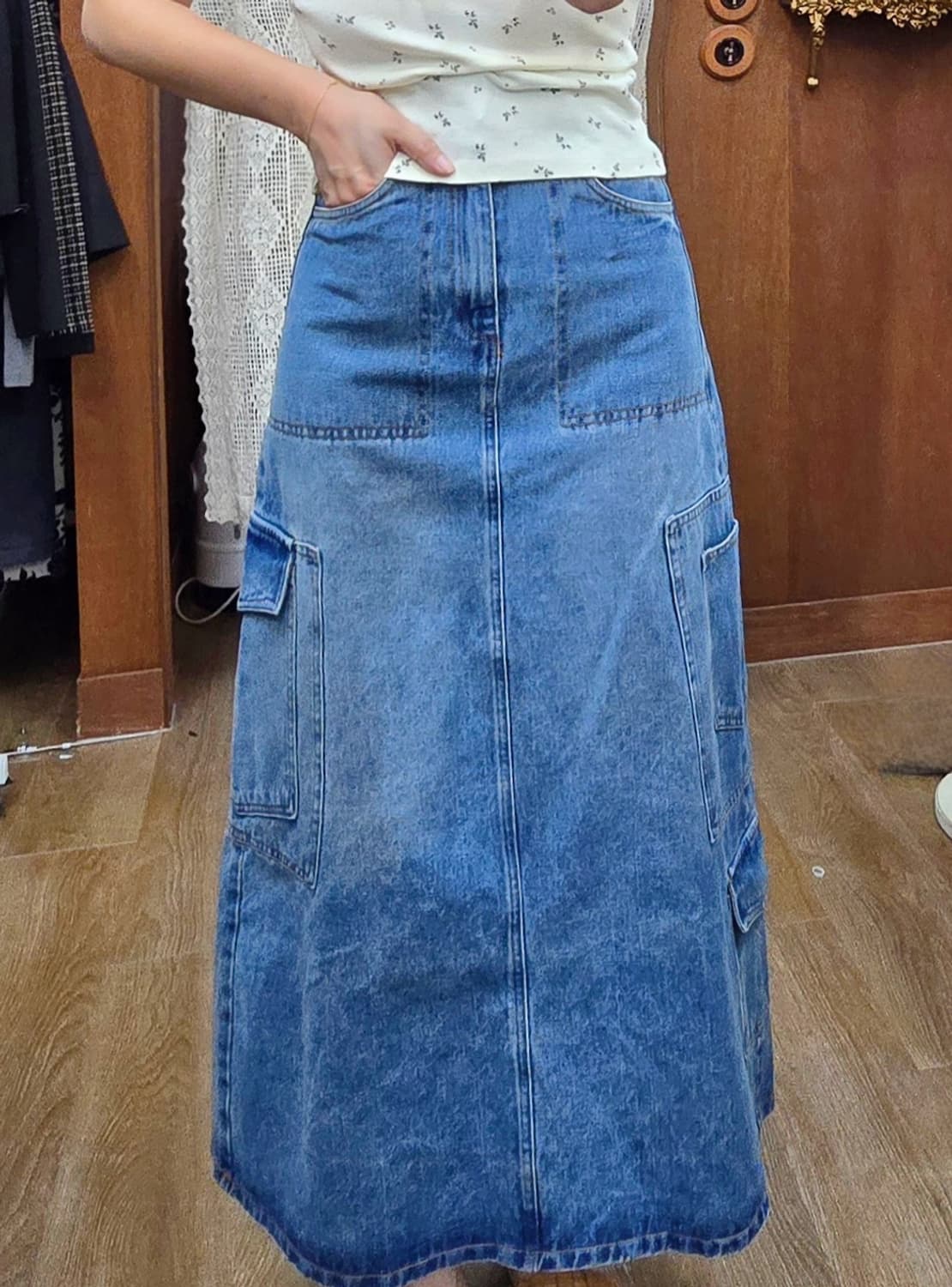 24) zara 자라 카고 데님 롱스커트 XS /컨디션최상 상품이미지1