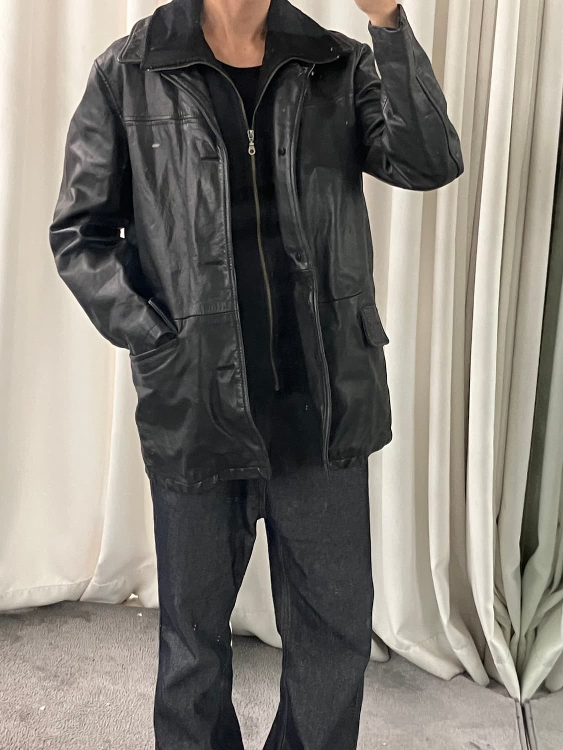 말보로 클래식 블랙 소가죽 자켓 M 상품이미지9