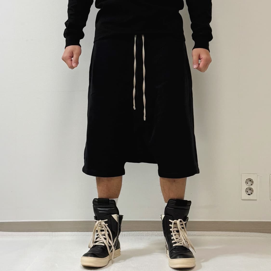 릭오웬스 15SS 다크쉐도우 드로우스트링 스웻쇼츠 반바지 상품이미지1