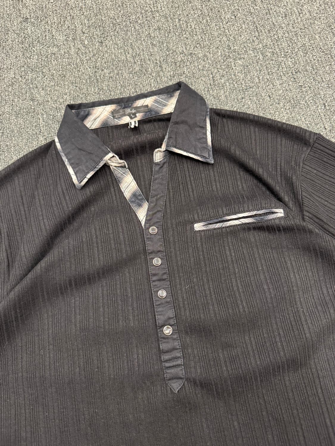 L)Dadge 빈티지 4버튼 체크패턴 레이어드 카라 롱슬리브 상품이미지2