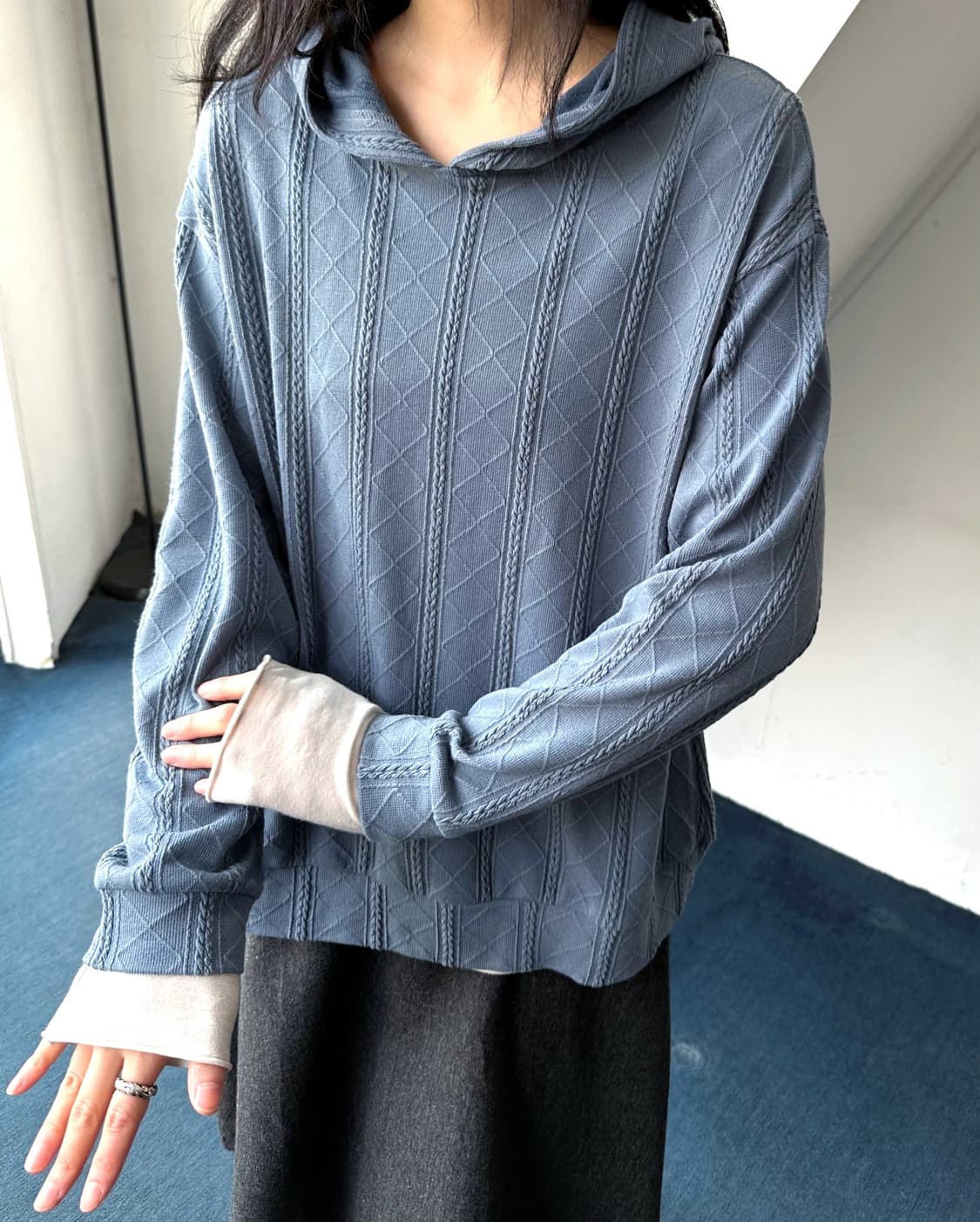 Jacquard knit hooded top 상품이미지1