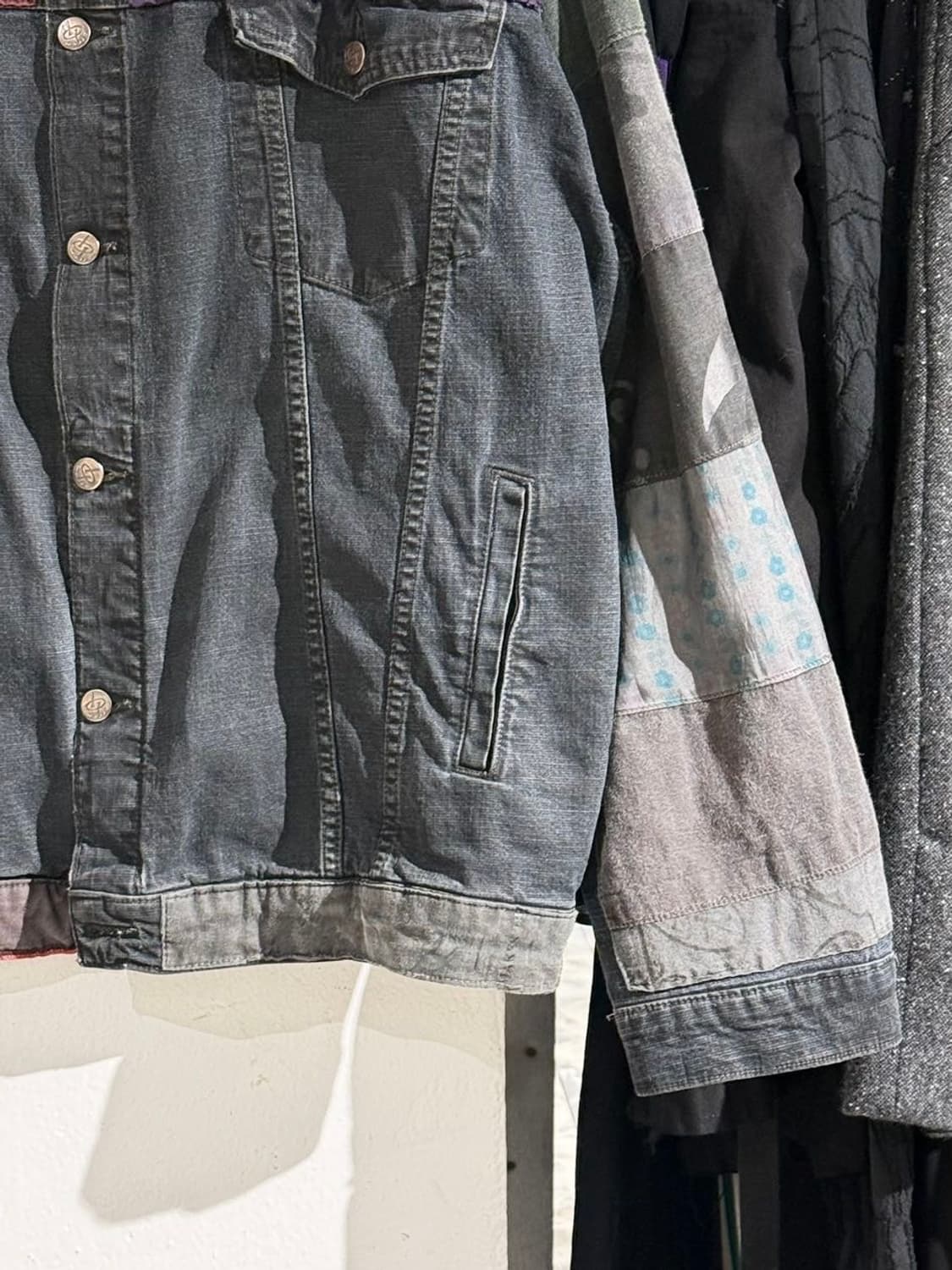빈티지 다크 그레이 패치워크 데님 자켓 상품이미지5