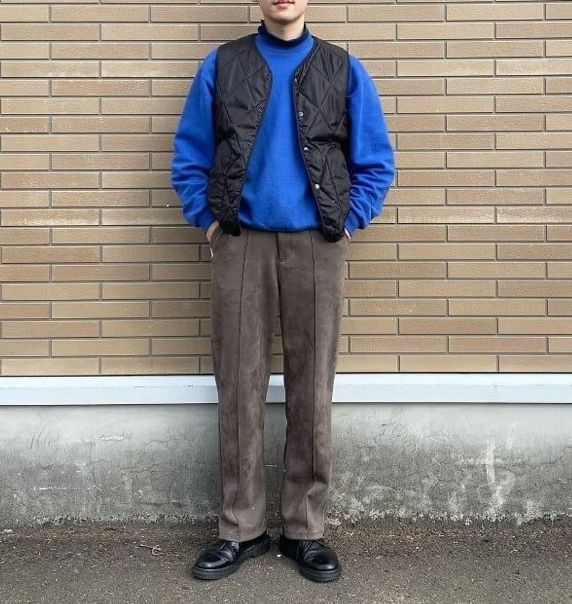 beams 빔즈  훼이크스웨이드 스트레이트 팬츠  브라운 M 사이즈  상품이미지8