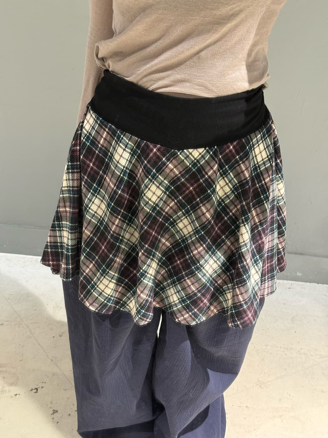 banding line check pattern skirt 상품이미지3