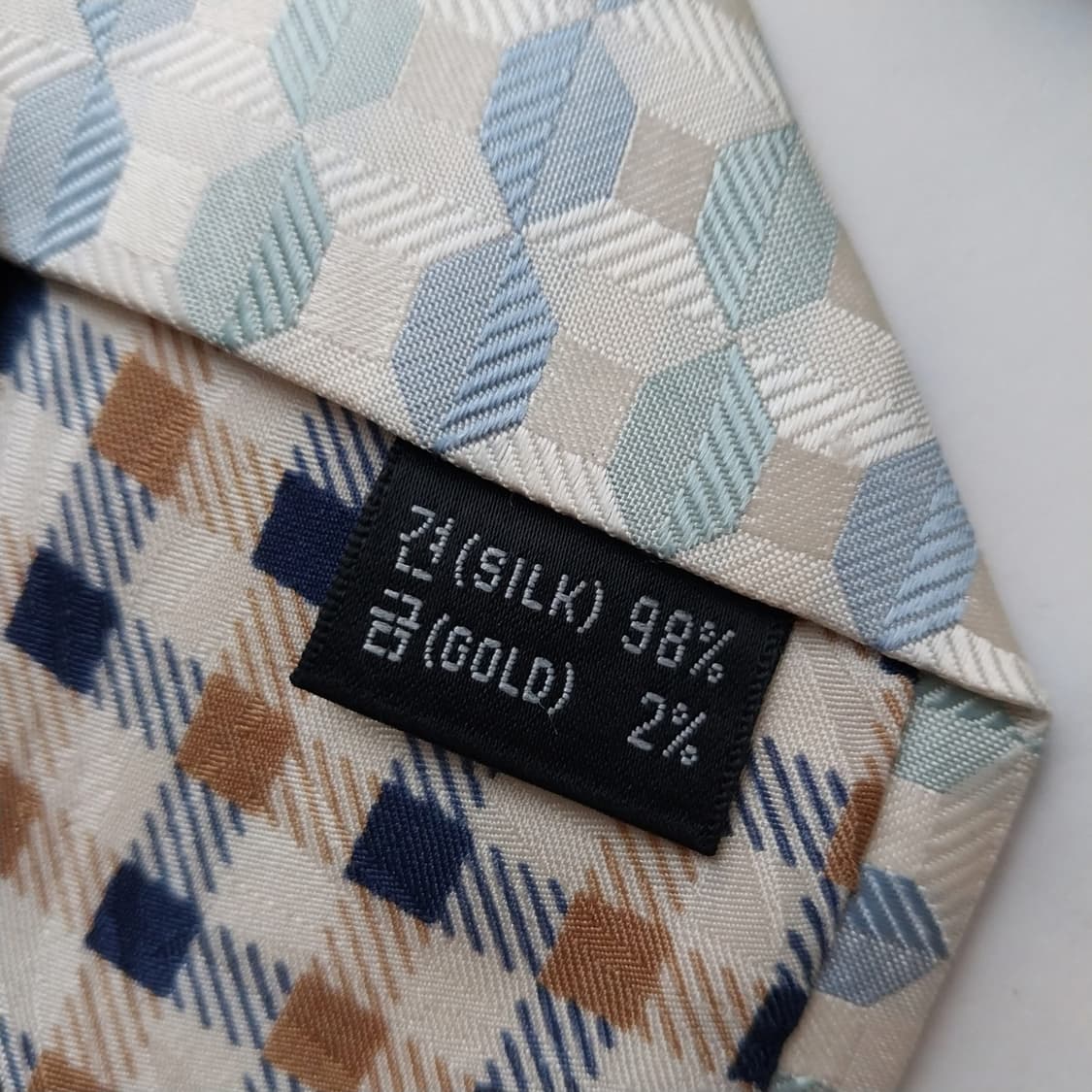 아쿠아스큐텀 아이보리&블루 기하학 넥타이 9.4cm A+등급 K1072
 상품이미지9