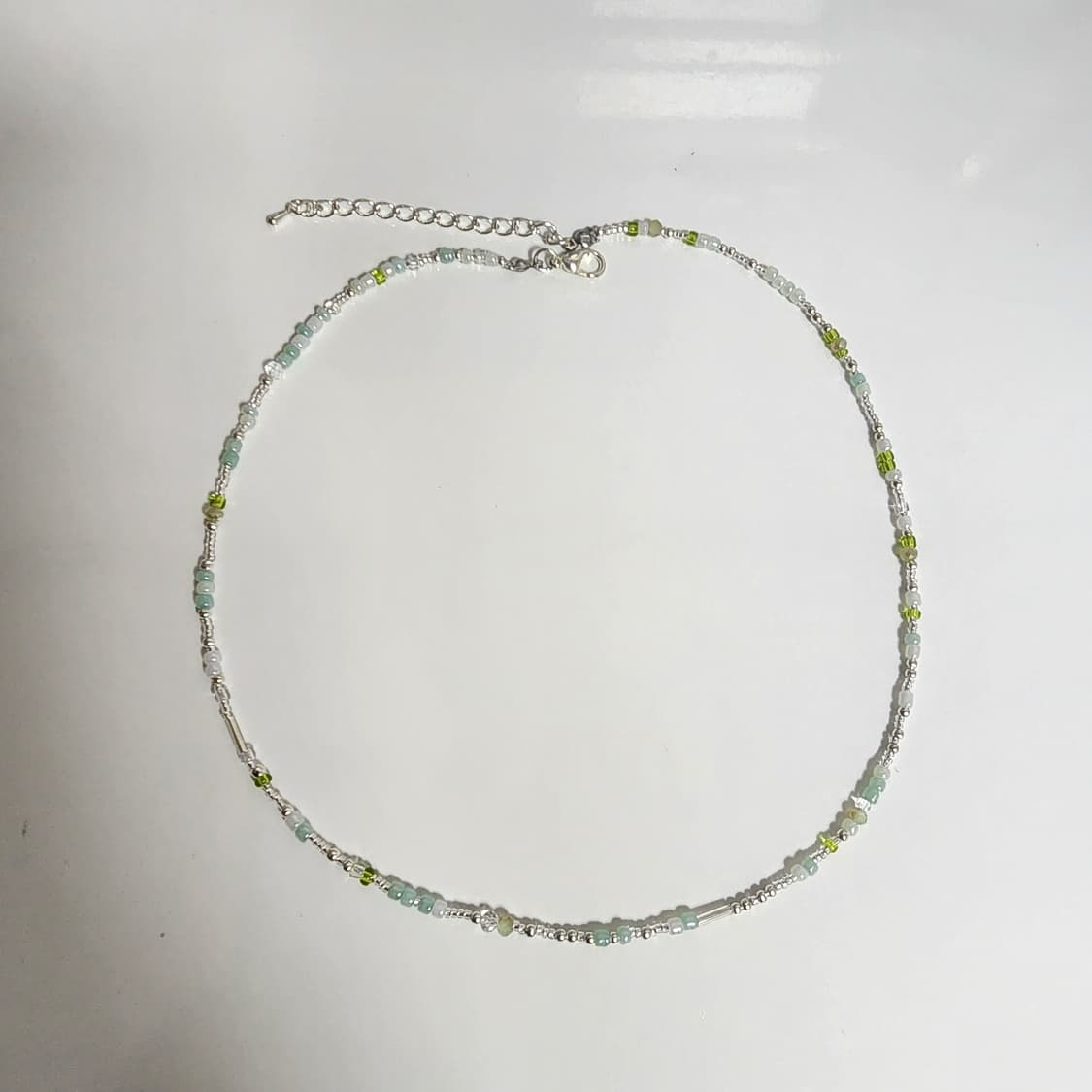 그린 실버 비즈 목걸이 상품이미지4