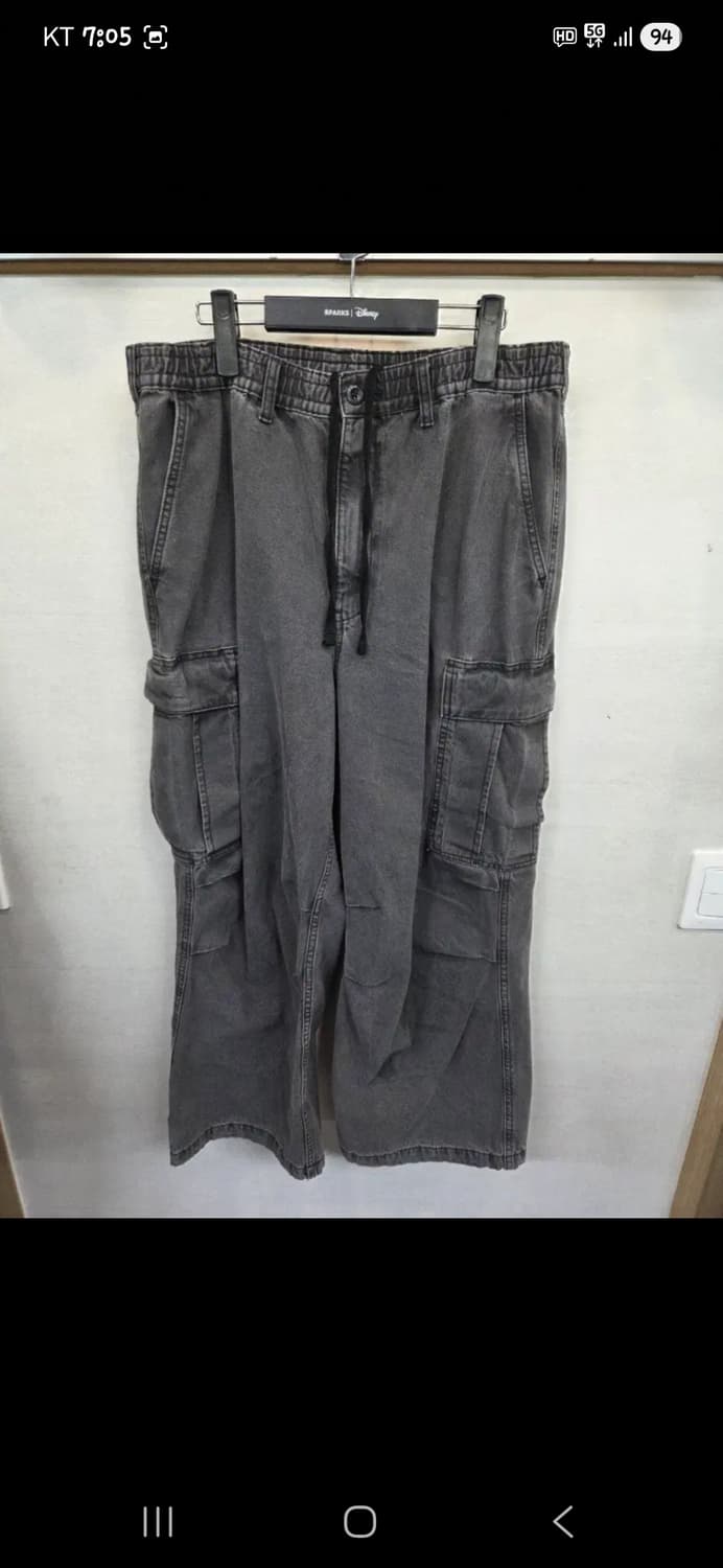 Gu 지유 파라슈트 와이드 밴딩 데님 카고팬츠 대략 32 상품이미지1