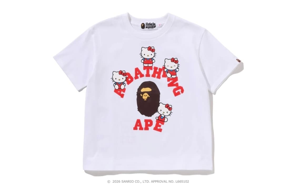 베이프정품 M 산리오 헬로키티 콜라보 컬리지 미니 티 상품이미지1