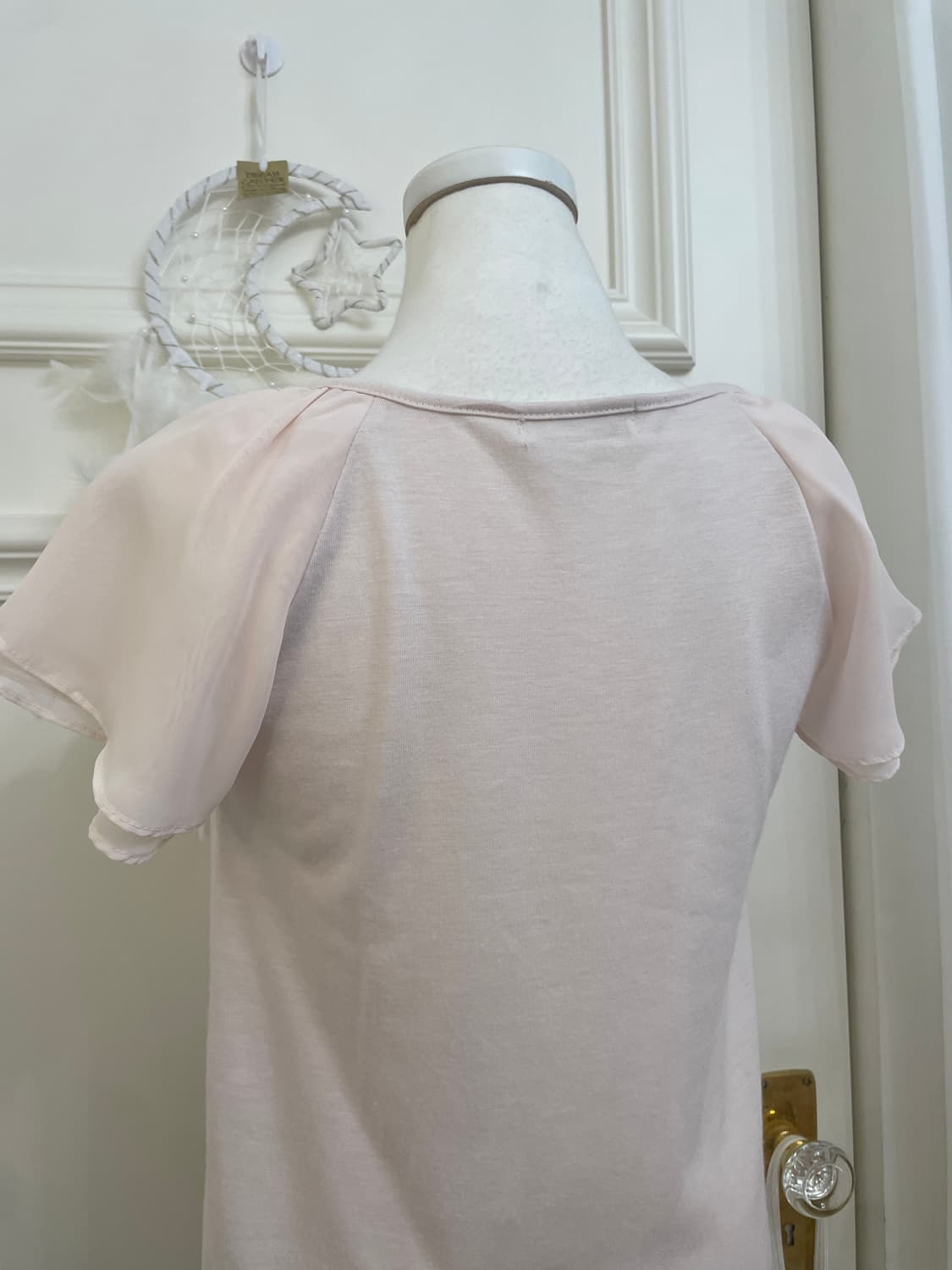 sheer pink pleats beads point top 상품이미지4