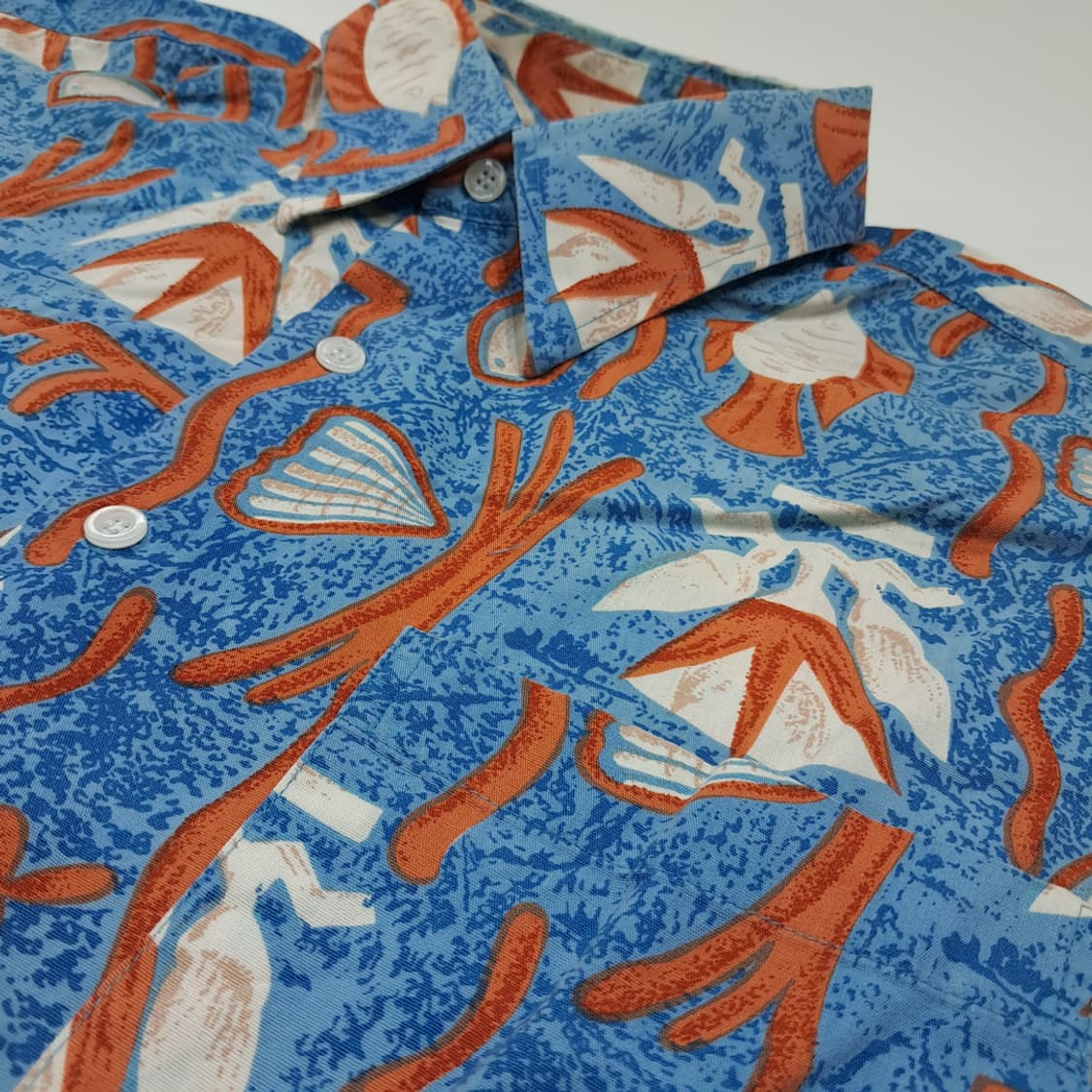 CK106 XL 키맨 90s 빈티지 아쿠아 마린 반팔 셔츠 남방 상품이미지4