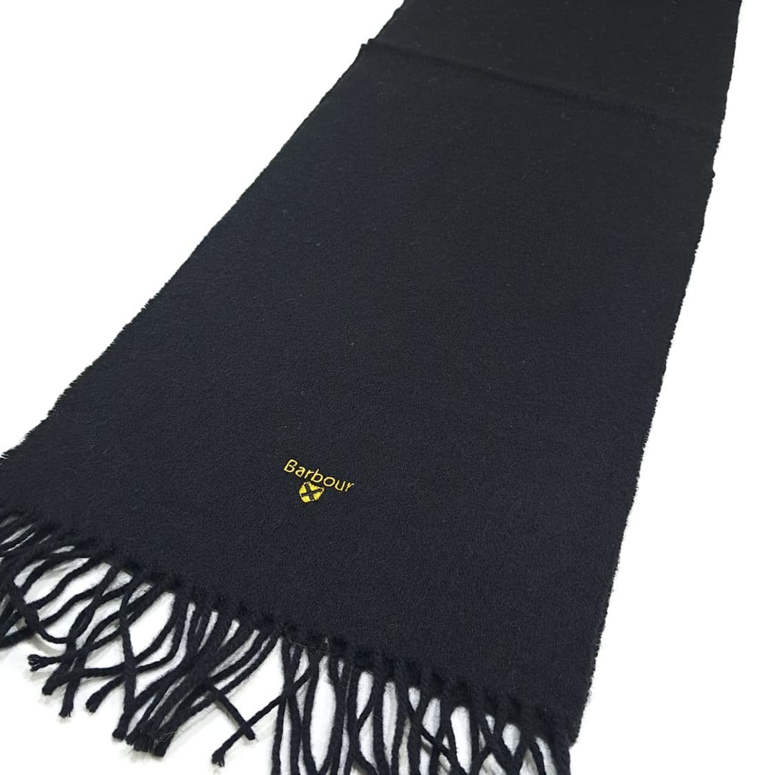 MX441 바버 울 3로얄워런트 옐로우로고 블랙 머플러 목도리 상품이미지3