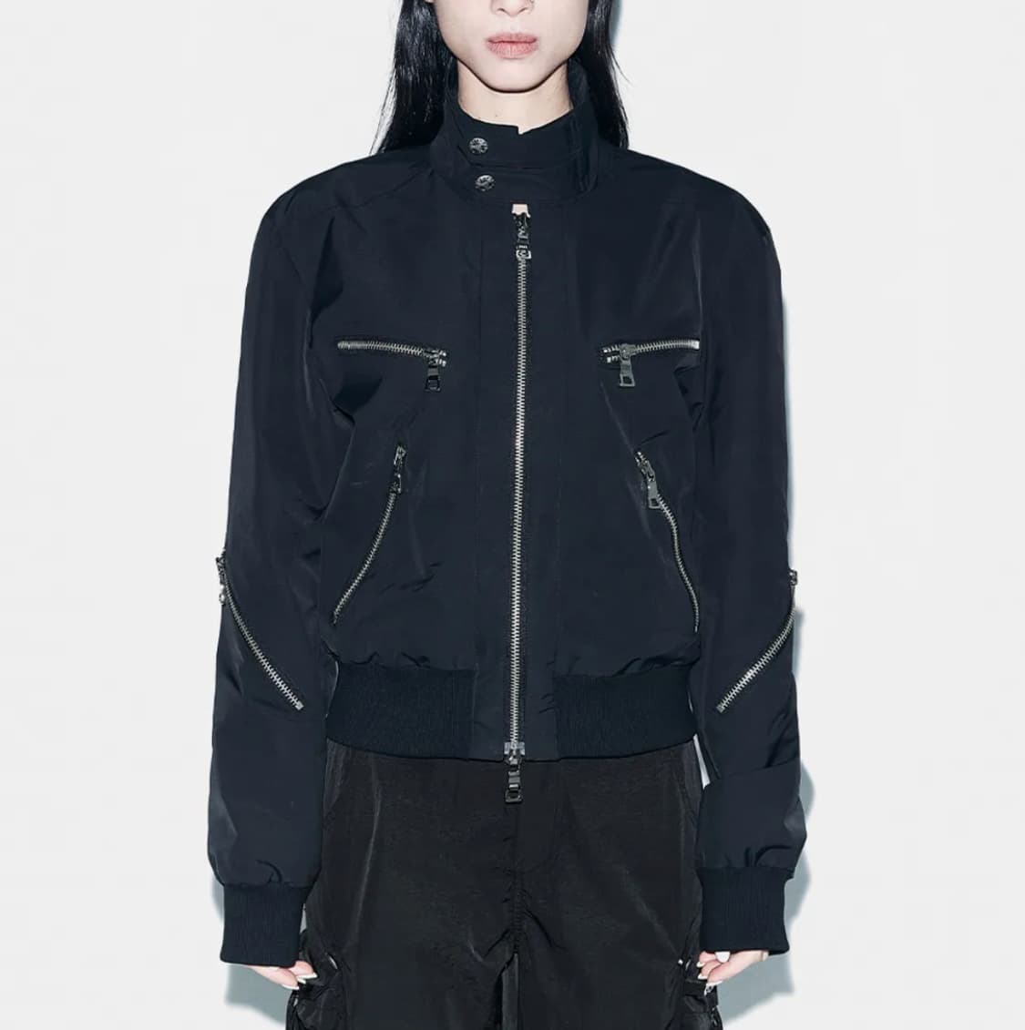 YEEL 와이이이엘 멀티 지퍼 하이넥 점퍼 블랙 상품이미지1