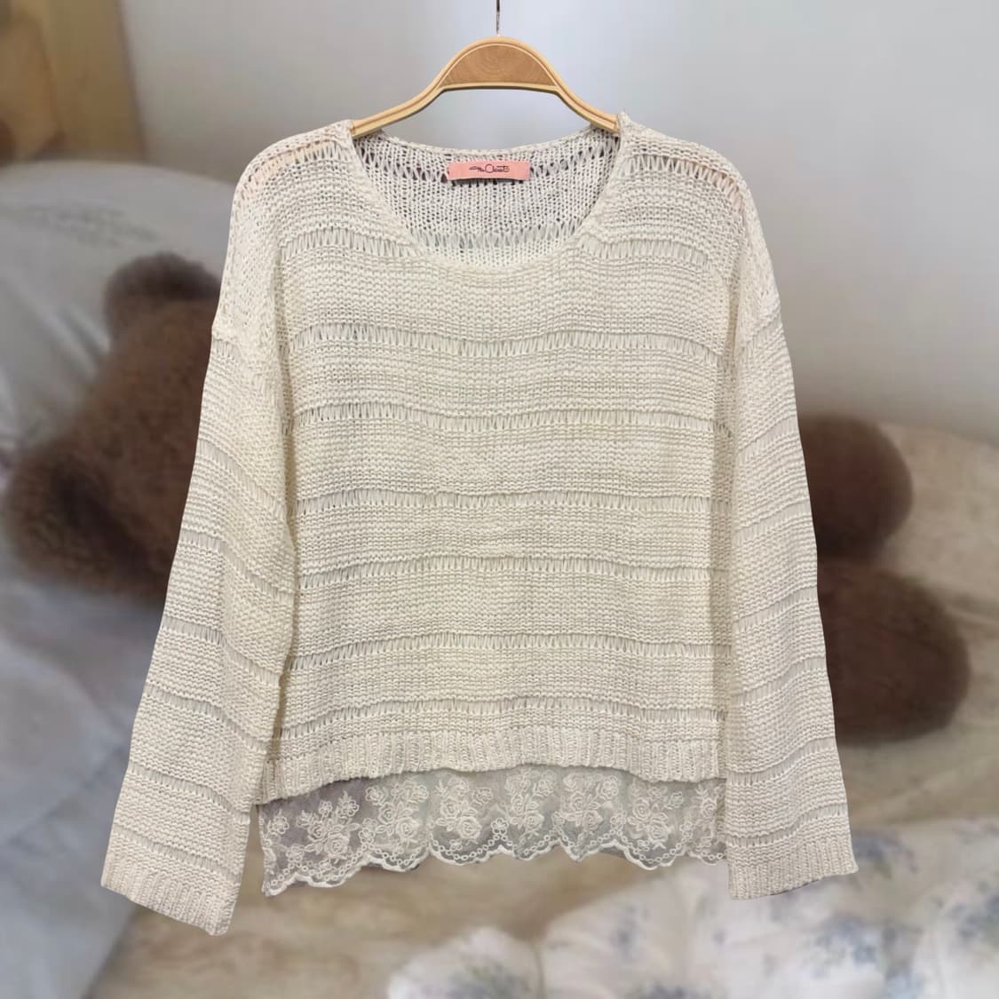 빈티지 아이보리 레이스 포인트 니트 상품이미지4