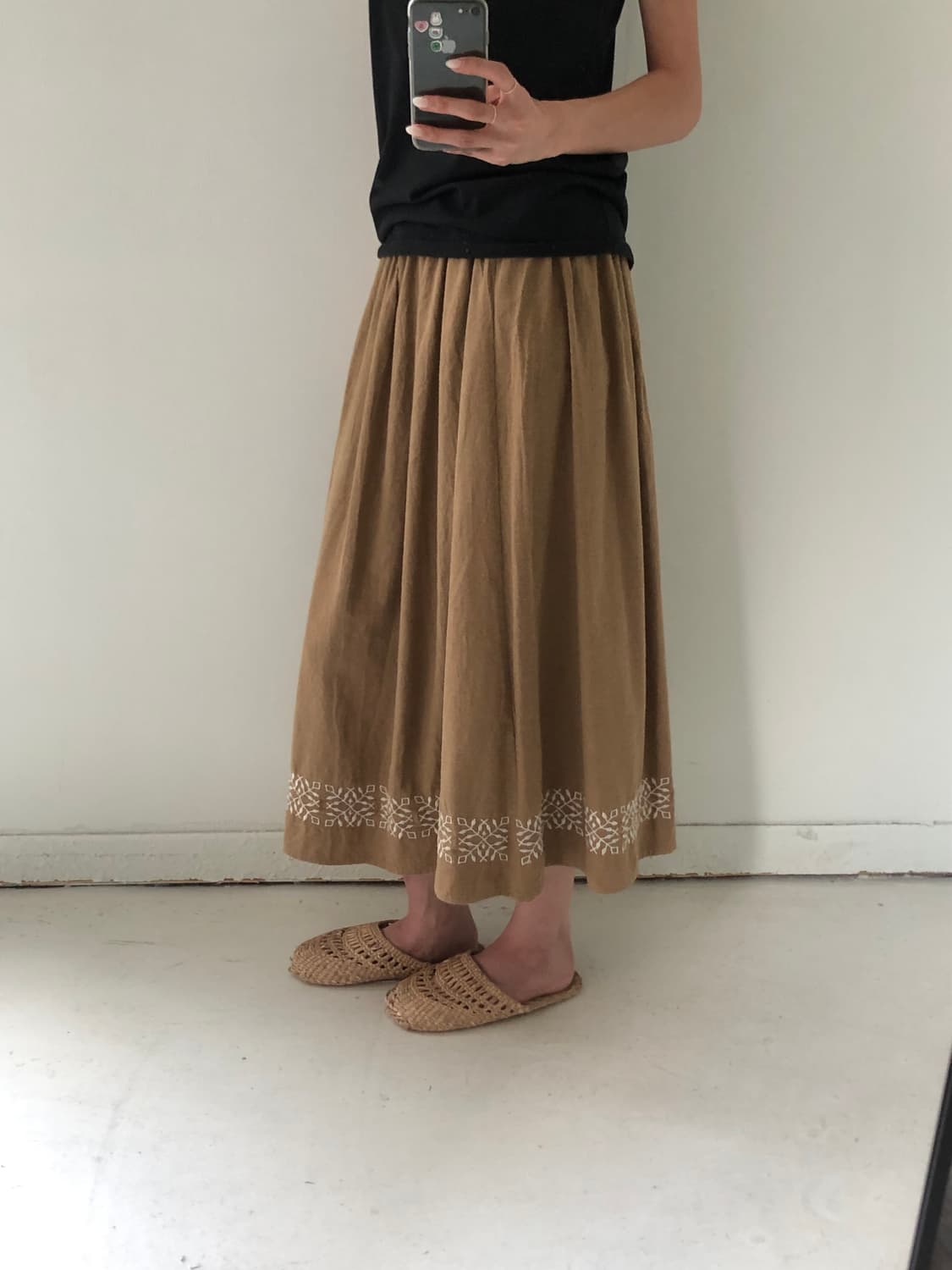 일본빈티지 자수 롱스커트 상품이미지2