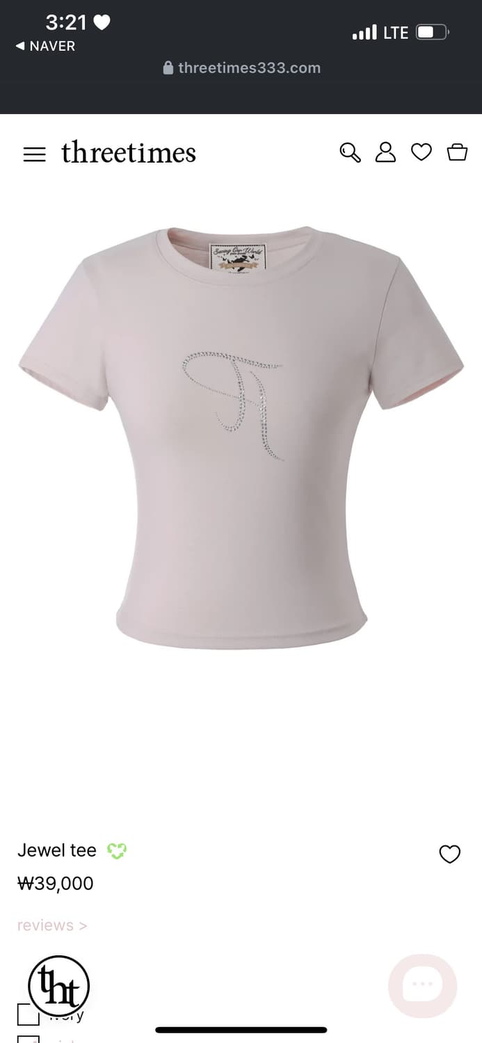 쓰리타임즈 쓰탐 Jewel tee 쥬얼티 M 상품이미지1