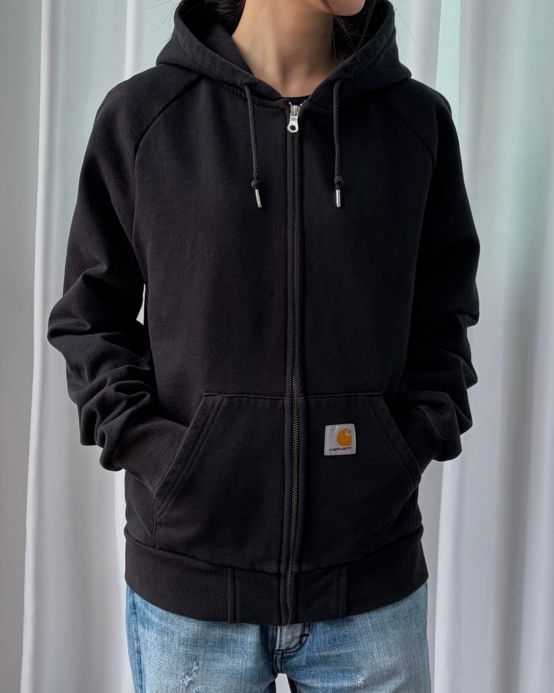 [S]칼하트 WIP 스퀘어 라벨 기모 후드집업 상품이미지1