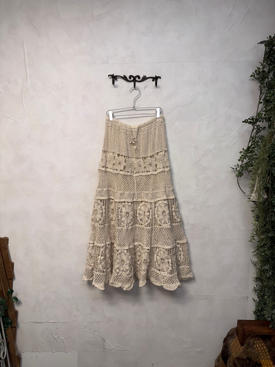 Ivory flower crochet maxi skirt 상품이미지1