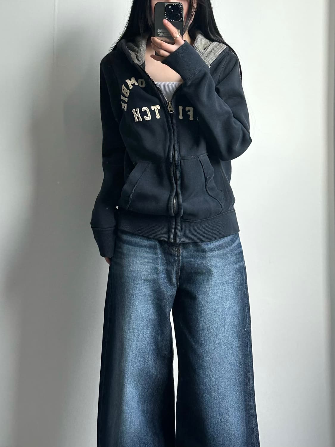 아베크롬비 y2k 와투케 헤비코튼 네이비 후드집업 상품이미지1