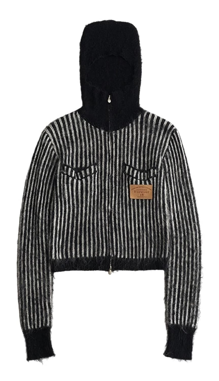 Kitty Hooded Striped Zip-Up Cardigan  상품이미지1