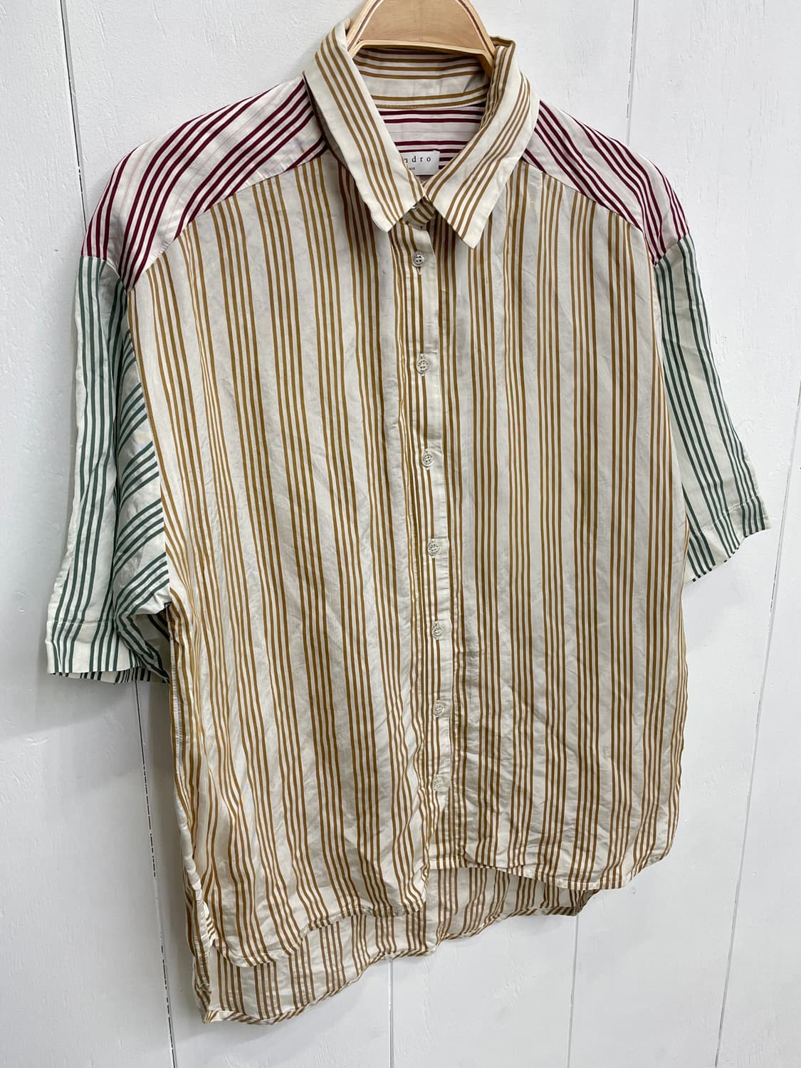 산드로 멀티 컬러 스트라이프 반팔 셔츠 상품이미지4