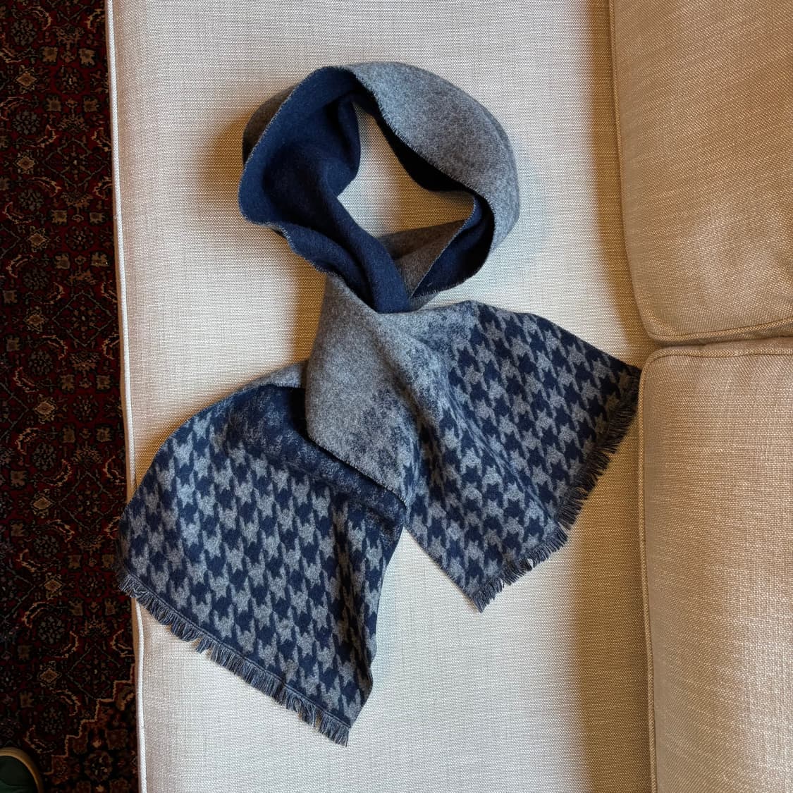 울 100% 리버시블 지도리체크 머플러 목도리 (남여공용) 상품이미지1