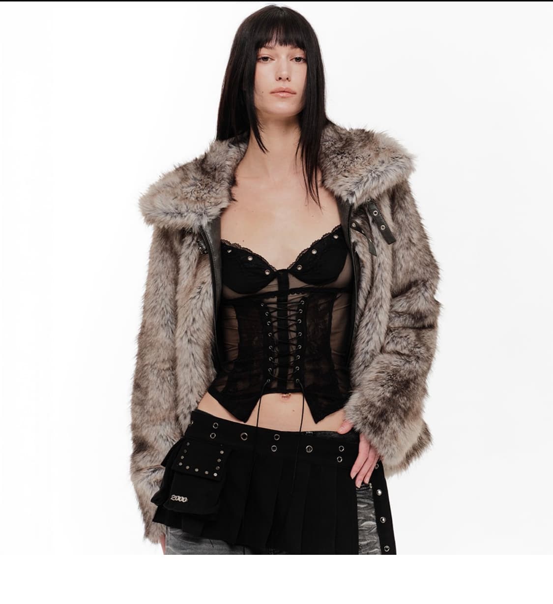 2000아카이브 퍼자켓 그레이 상품이미지2