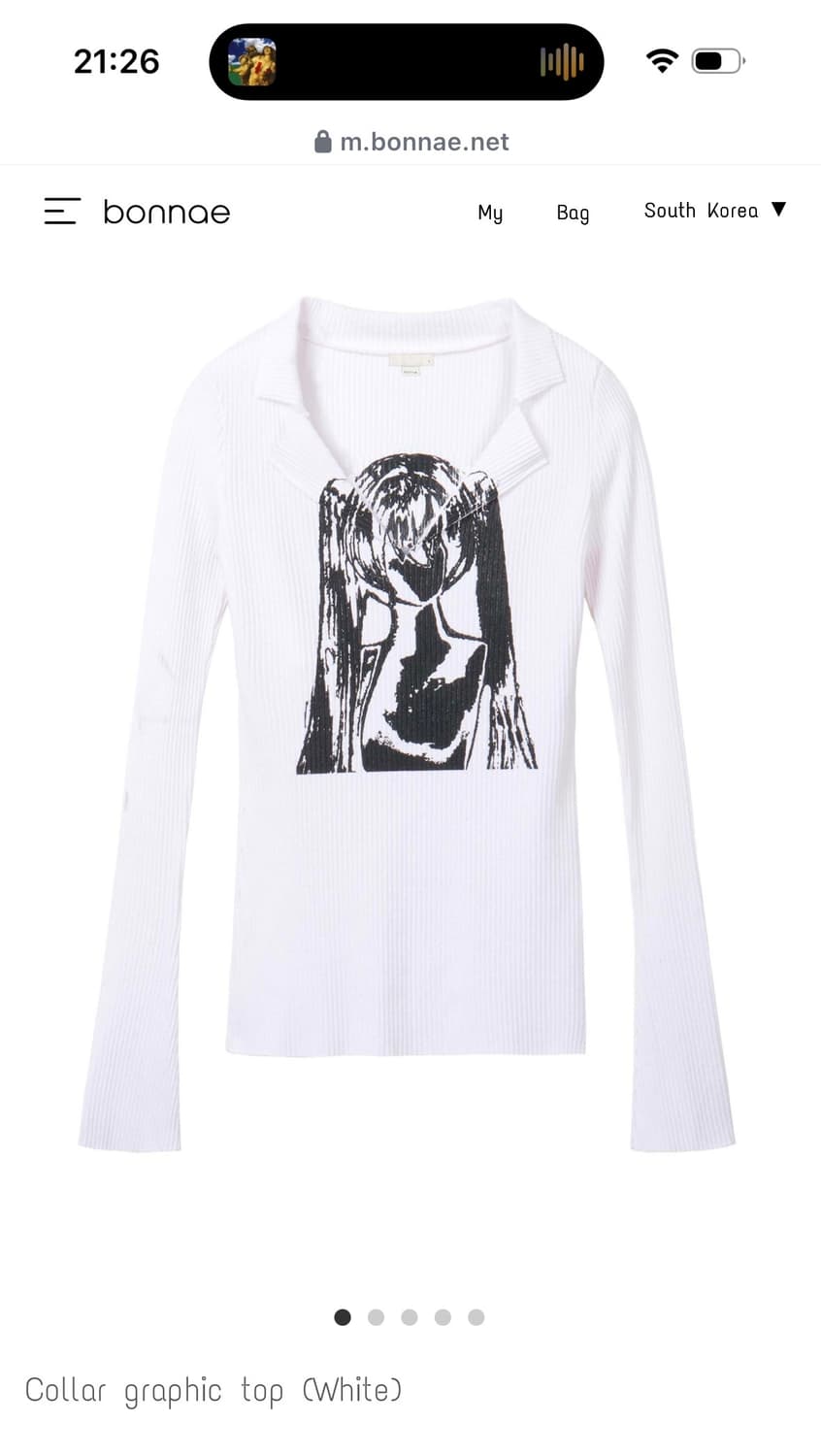 본네 Bonnae 카라 그래픽 탑 화이트 상품이미지1