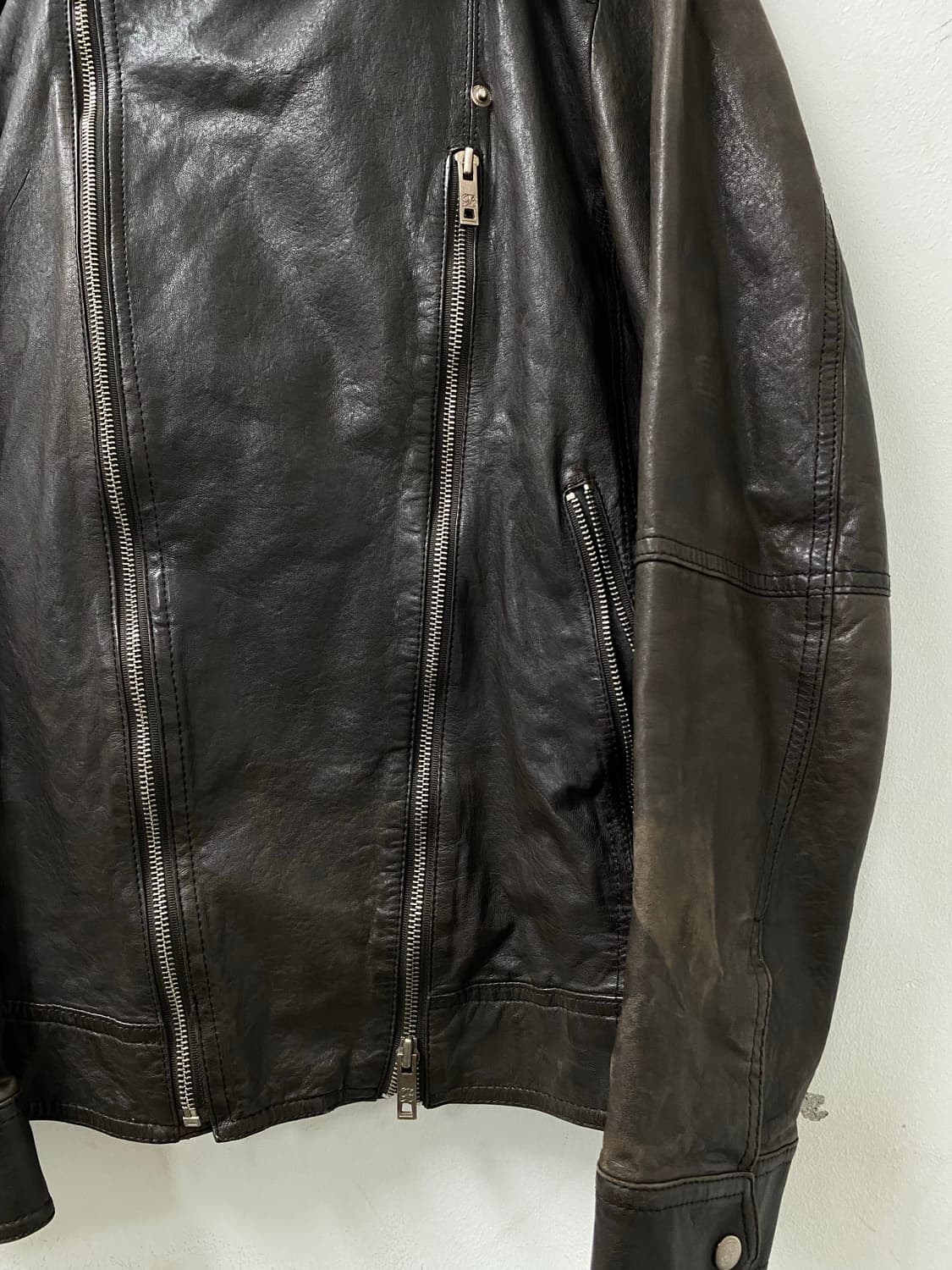 [BON] Brown 2-Zip Detail Leather Jacket 상품이미지3