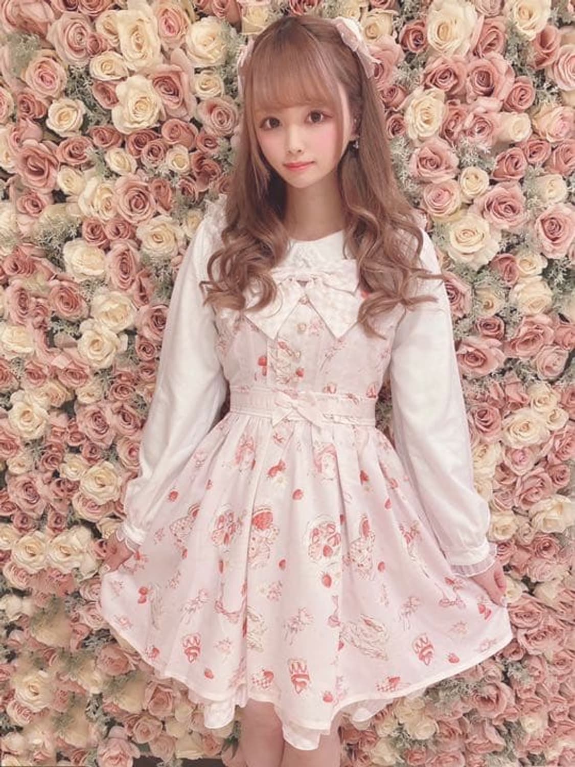 리즈리사 Strawberry Tea Party 원피스 핑크 양산형 지뢰계 상품이미지1