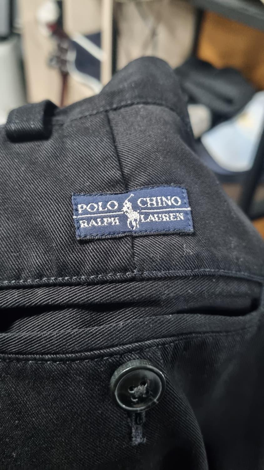 90's POLO 매장정품 두산 검정색 턱 치노팬츠 32~33 상품이미지4