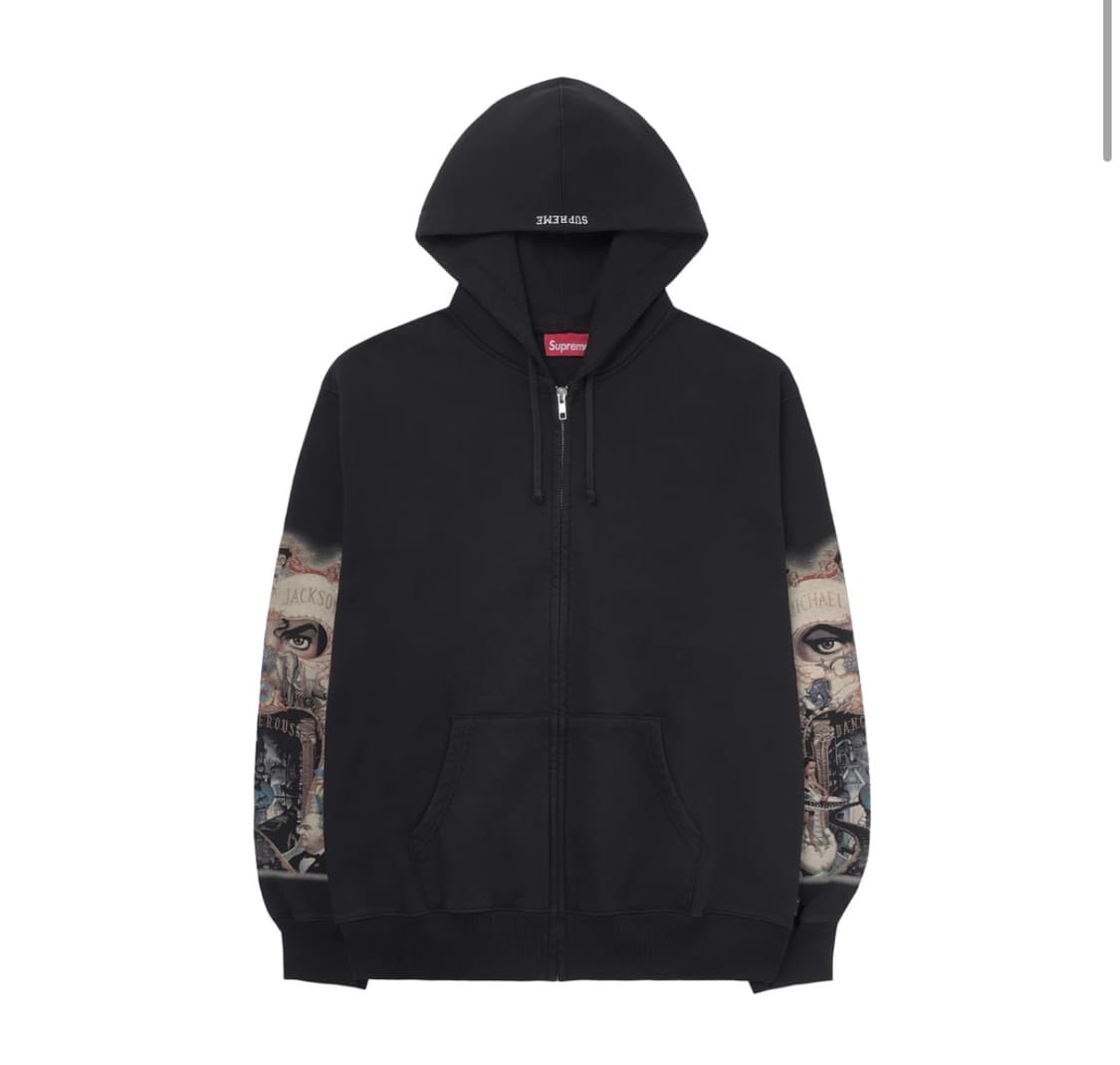 슈프림 x 마이클 잭슨 데인저러스 집업 후드 스웨트셔츠 블랙 - 25FW 상품이미지1