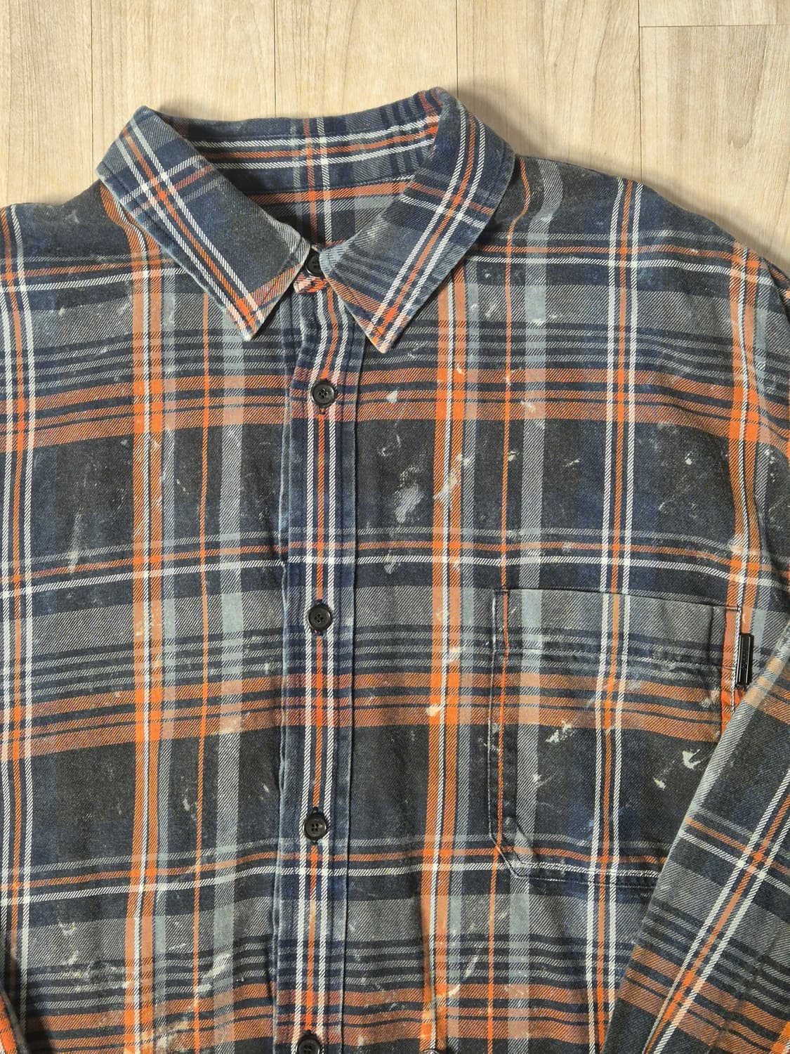 준지 아일랜드 워싱 오렌지 체크 루즈핏 셔츠 상품이미지4