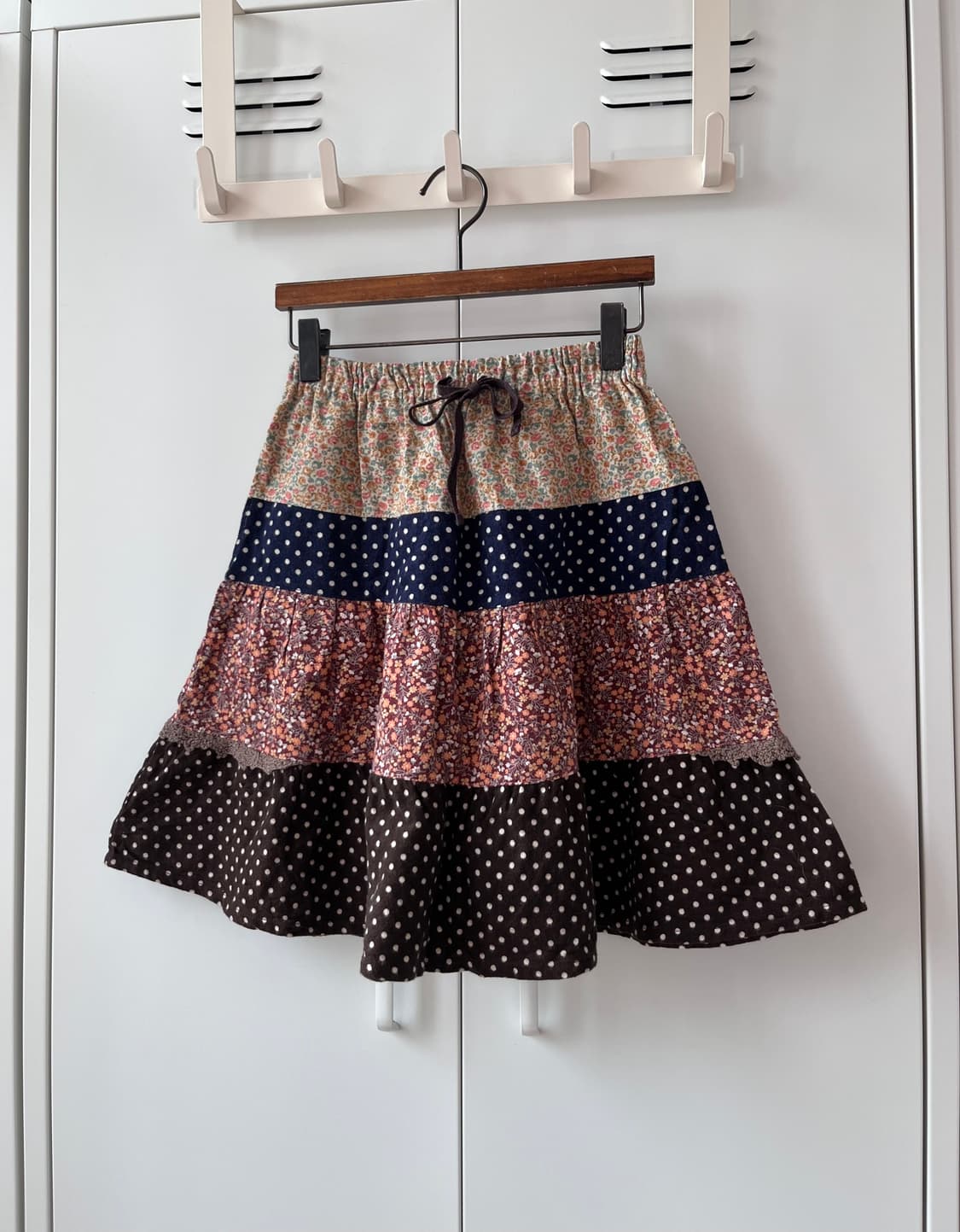 Papp 잔꽃 도트 패치워크 플레어 스커트 상품이미지6