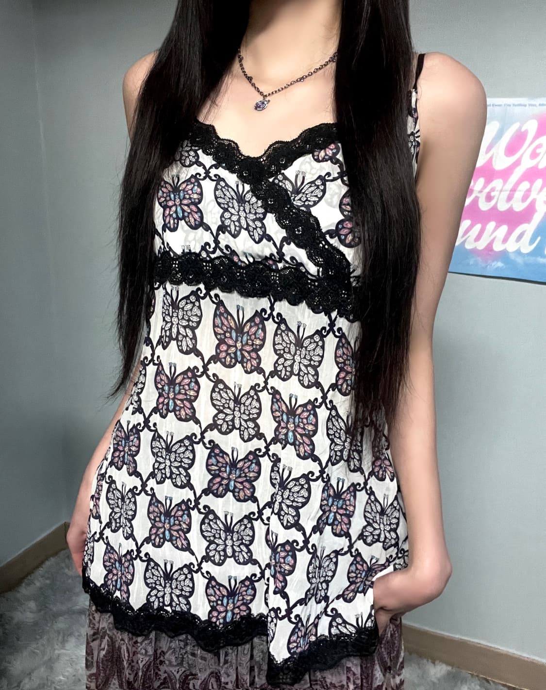 안나수이 나비 블랙 레이스 오리엔탈 레이어드 슬리브리스 상품이미지1