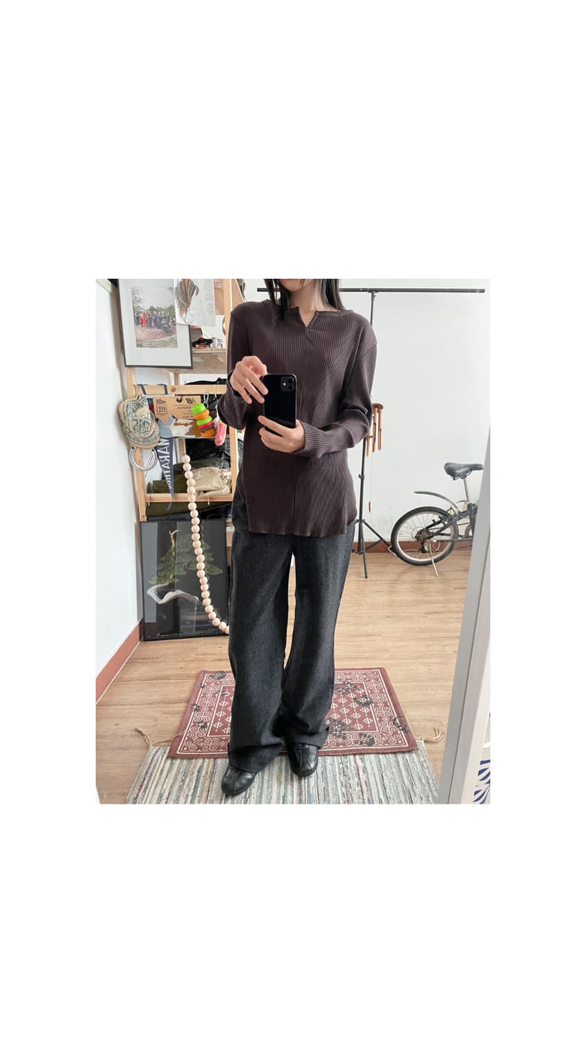  PLST Brown Long Sleeve Top 상품이미지1