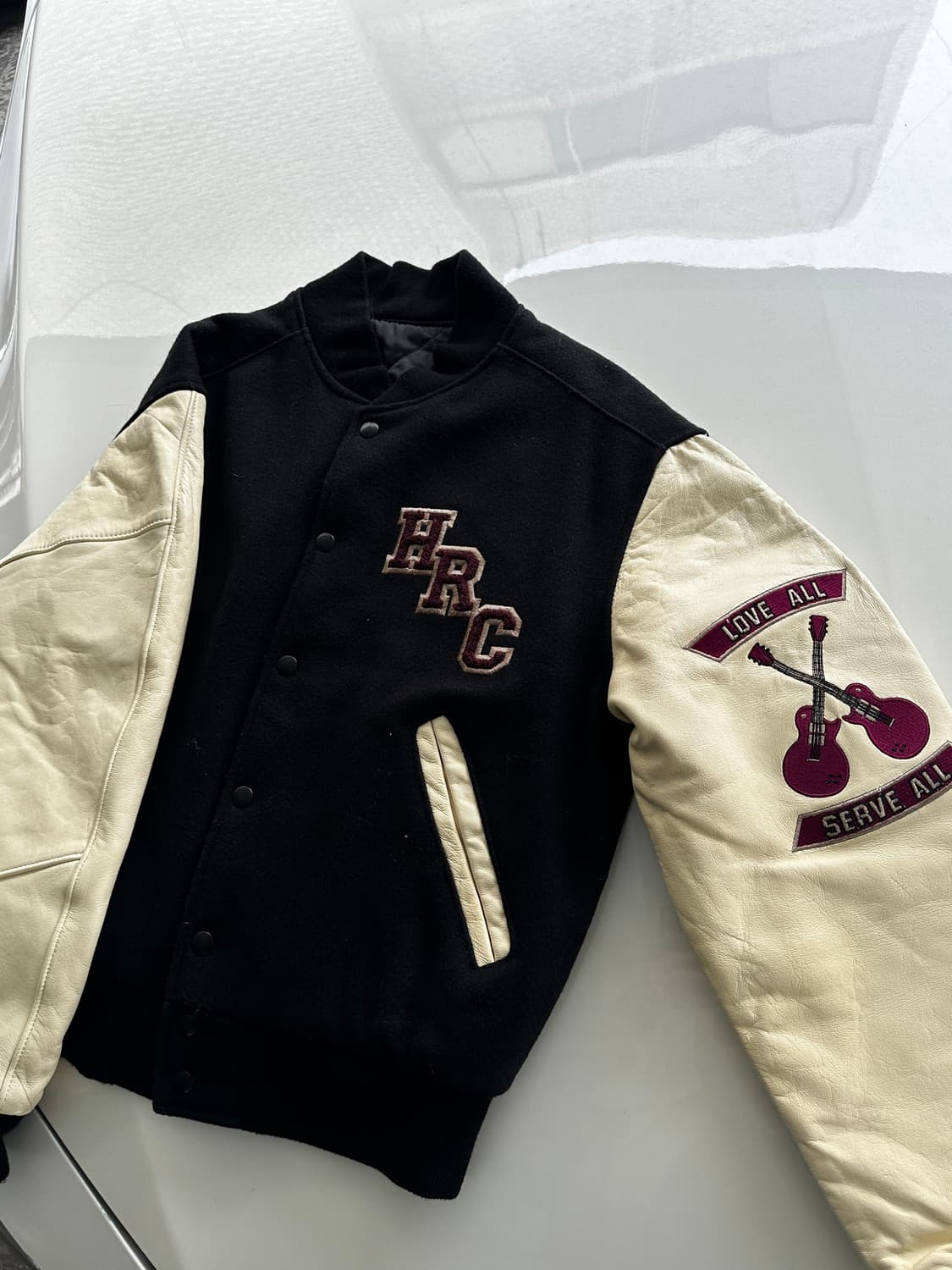 90s 하드락 카페 Hard Rock Cafe 레더 바시티 스타디움 자켓 상품이미지3