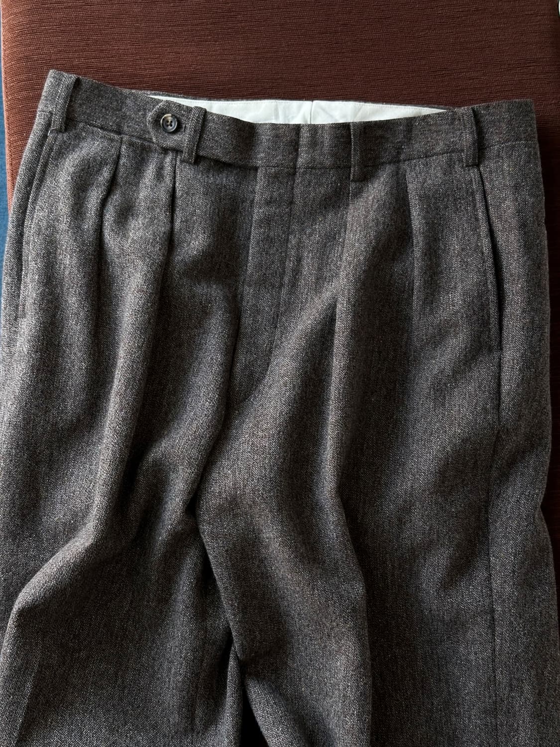 Tweed design 2 tuck wide straight slacks 상품이미지1