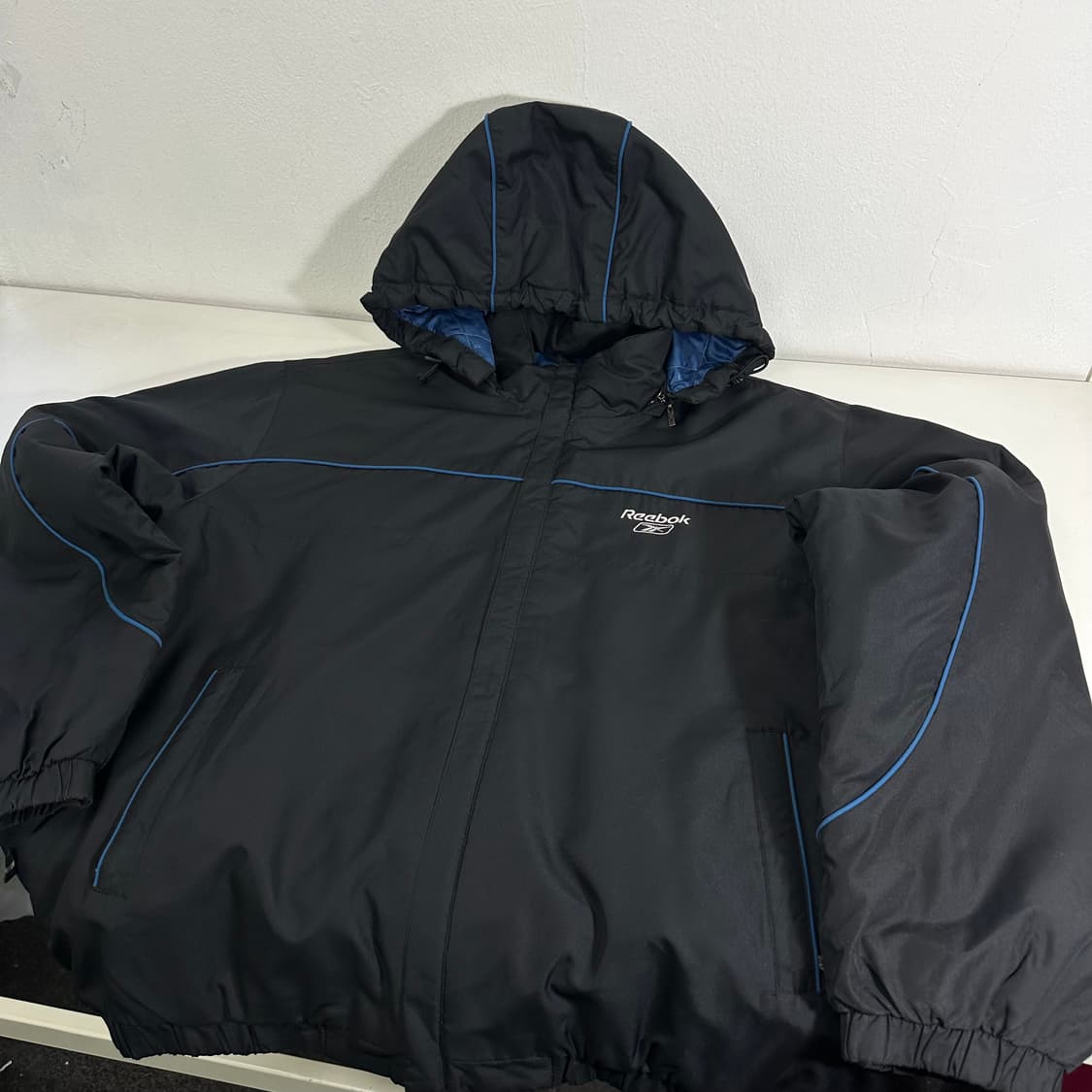 110 리복 블랙 백로고 올드스쿨 후드 점퍼 상품이미지3