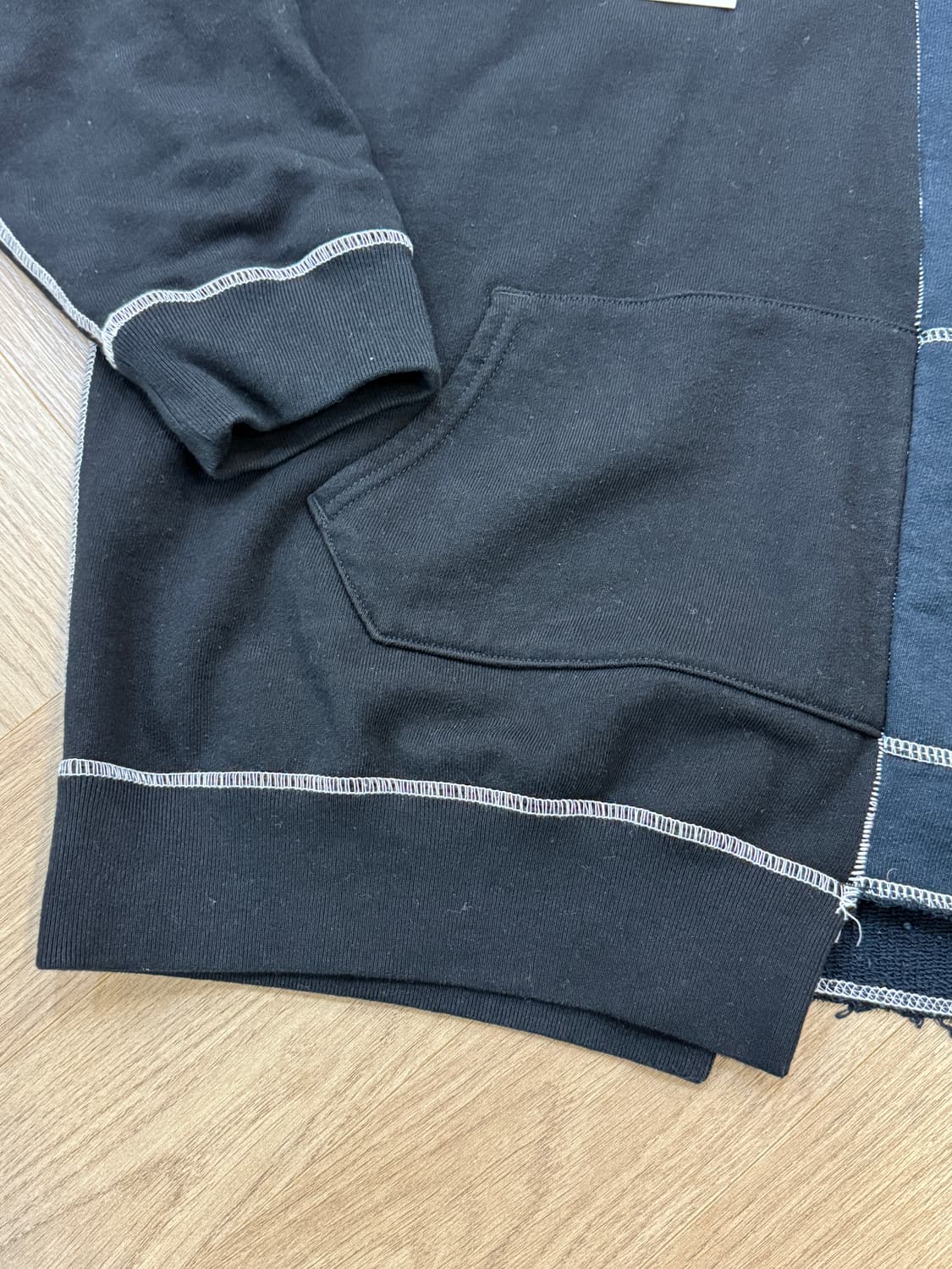 지에다 비대칭 후디 - 블랙 2사이즈 상품이미지6