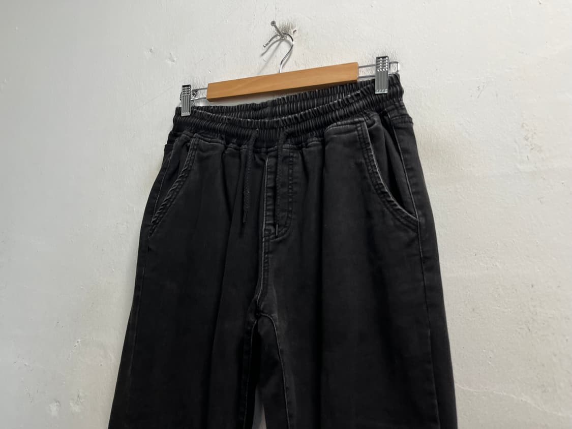 (30-32) PLAN A 스판 밴딩 데님 흑청 조거팬츠 바지 상품이미지2