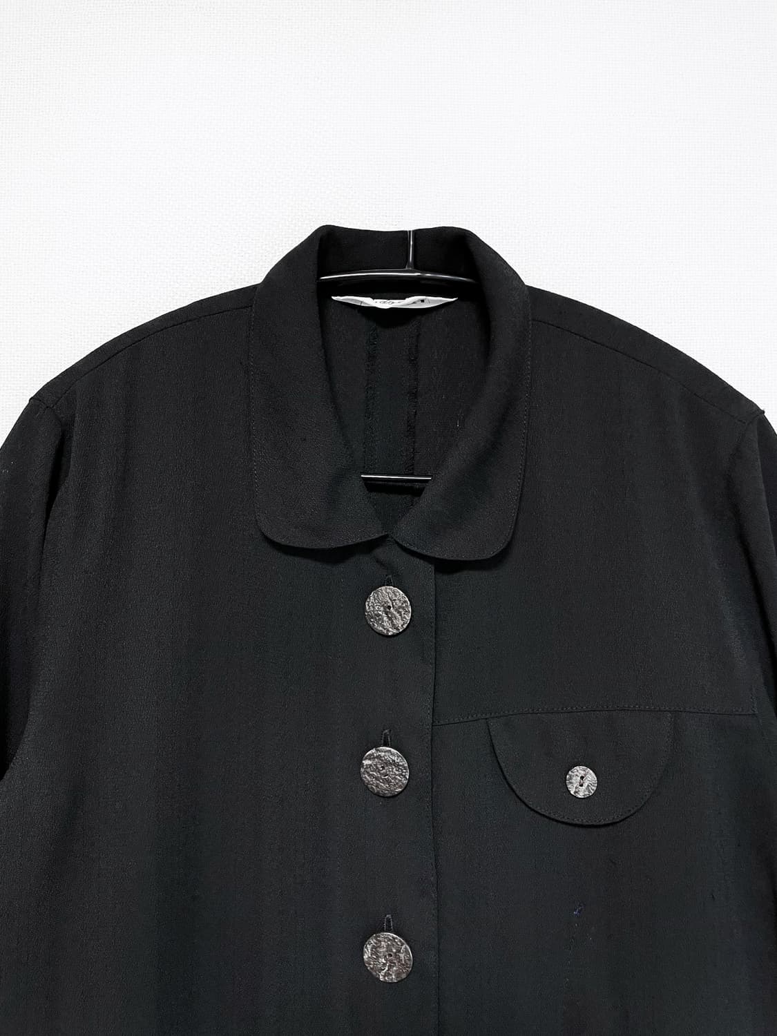 Round Collar Button Jacket - Black 상품이미지7