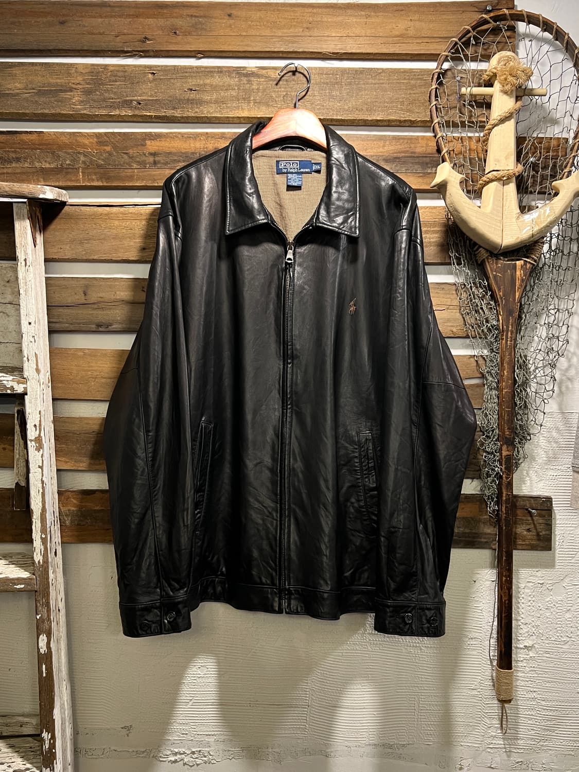 [XL]폴로 랄프로렌 맥스웰 램스킨 블랙 레더 자켓 상품이미지1
