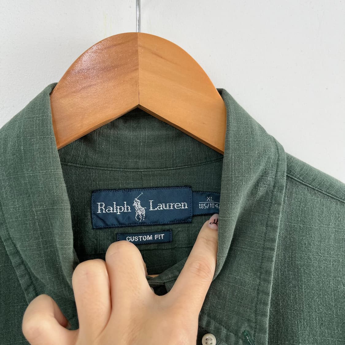 폴로 랄프로렌 커스텀핏 세이지그린 코튼 셔츠 남방 상품이미지6
