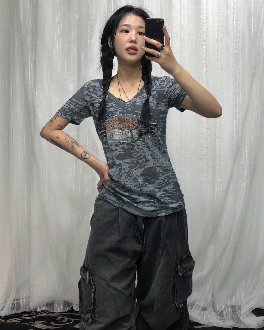 할리데이비슨 그레이 카모 티셔츠 상품이미지2