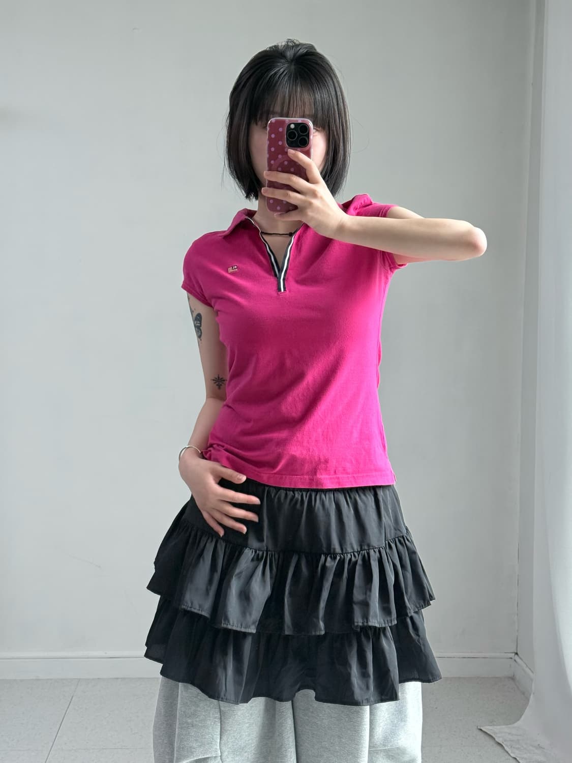 폴로 진스 핫핑크 딱붙 반팔티 상품이미지5