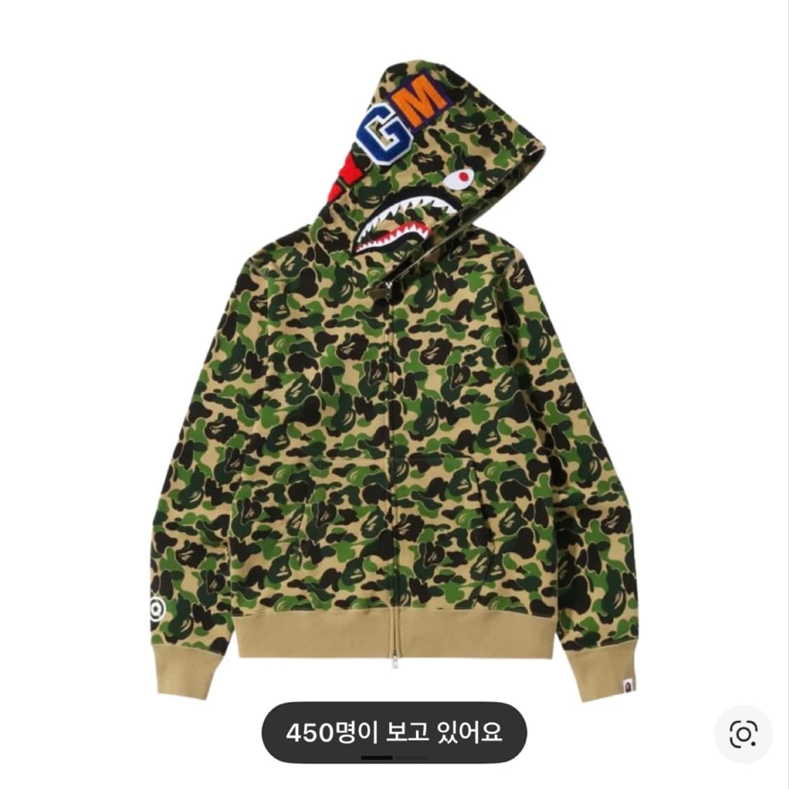 (정품) 베이프 ABC 카모 샤크 풀 집 후드 그린 S 상품이미지2