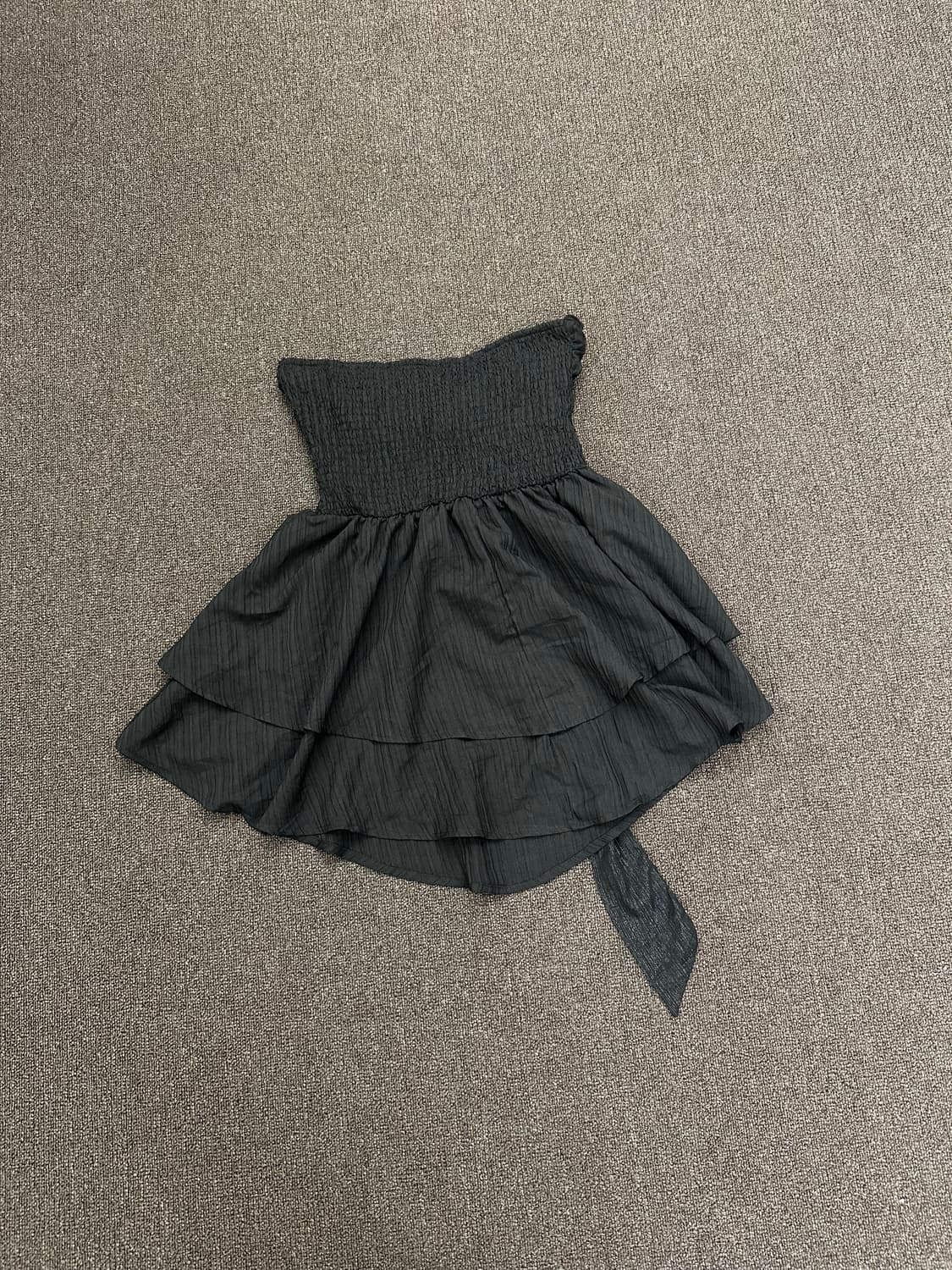 M)Japanese vintage 여성 블랙 오프숄더 리본 탱크탑 원피스 상품이미지2